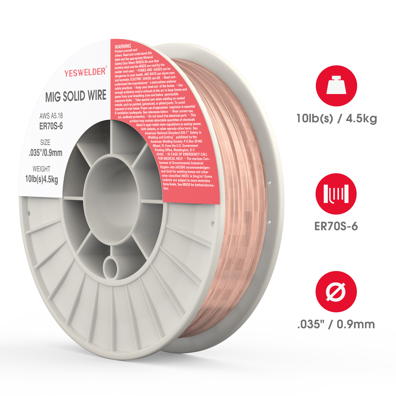 ER70S-6 .035″ (0.9 mm) Mild Steel MIG Welding Wire – 10 Lbs Roll