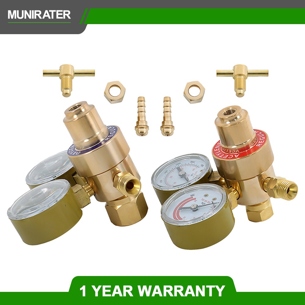 Oxygen Acetylene Gas Regulator Set Welding Cutting Torch Dual Gauge Solid Brass