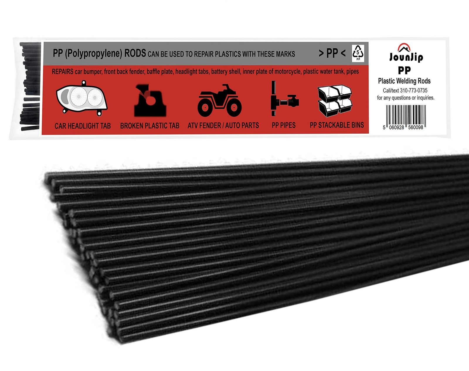 JOUNJIP 40pcs Polypropylene (PP) Plastic Welding Rods – 1/8 Inch Diameter (3mm)