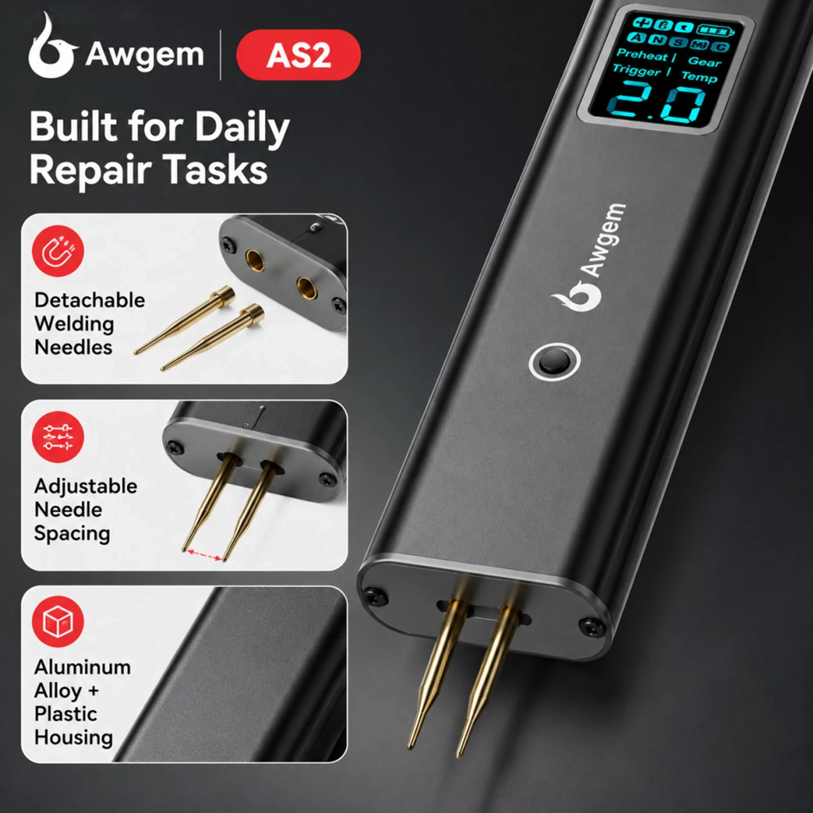 Awgem Handheld Mini Portable Spot Welder 90 Gears for 18650 Battery DIY Welding