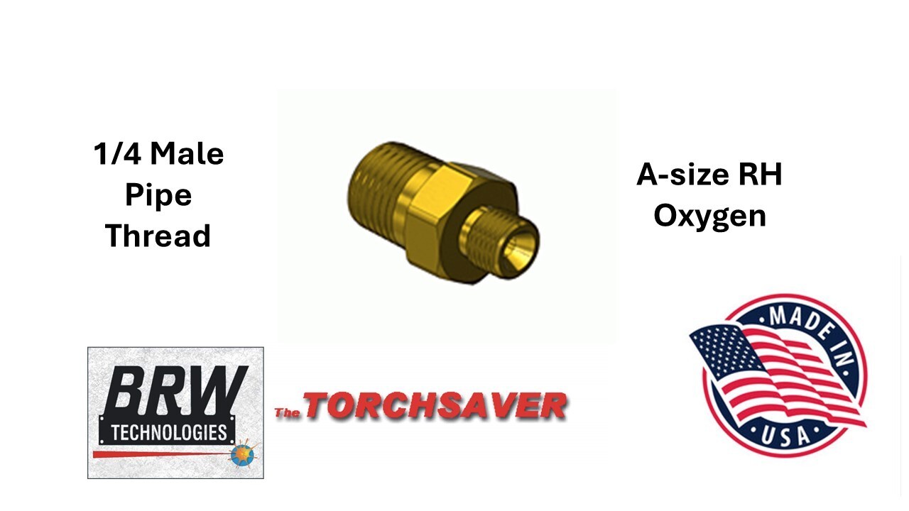 RH A-size to 1/4MNPT adapter fitting – small little brazing torches B-26