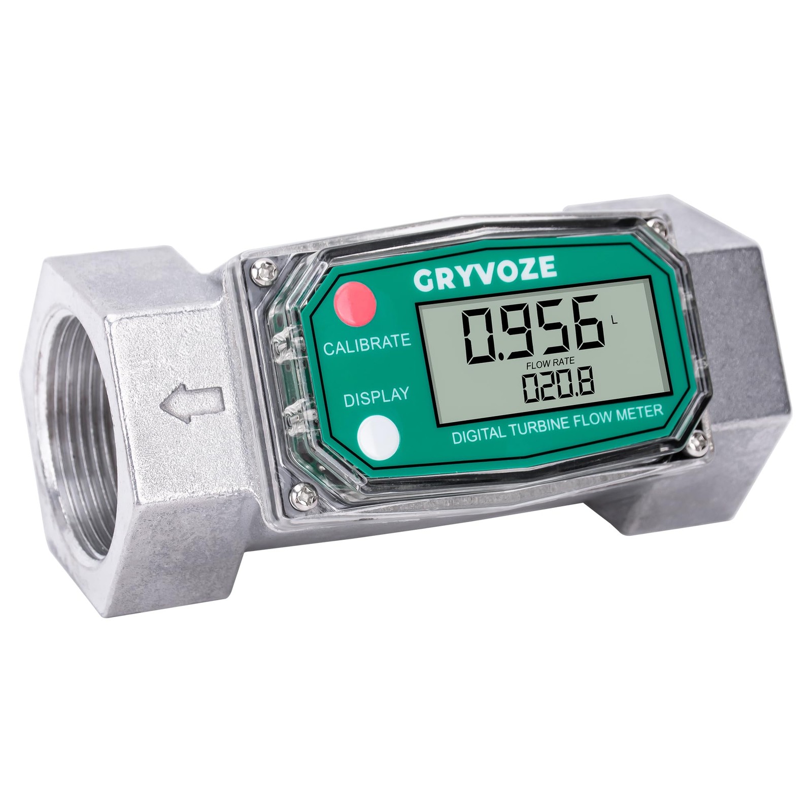 GRYVOZE 1.5 Inch NPT Fuel Flow Meter, 10.5-74 GPM 1-1/2 Inline Digital Turbin…