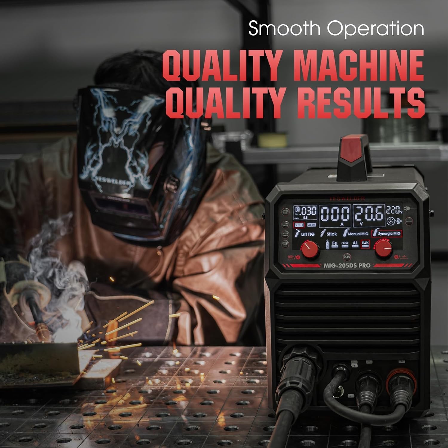 YESWELDER Aluminum MIG Welder Welding Machine 200A 110/220V Dual Voltage 5 in 1