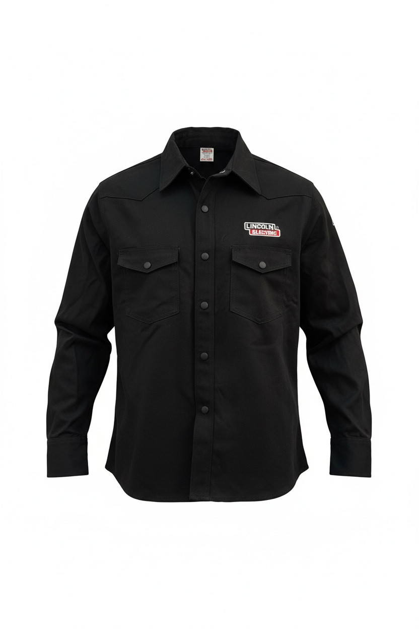 Lincoln Electric K3113 FR Welding Shirt Black Flame Resistant Medium 2 Pockets