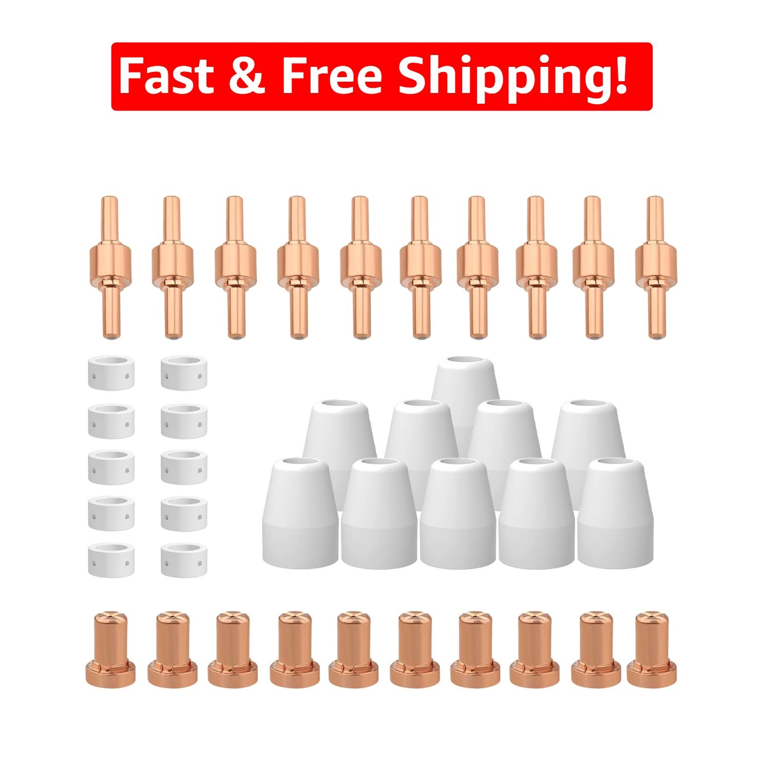 High-Performance 40 PCS Plasma Nozzle & Electrode Kit for Multiple Torches