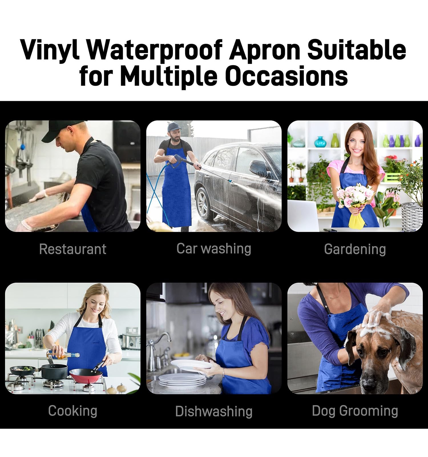Vammcht Waterproof Rubber Vinyl Apron Heavy Duty One Size Fits Most, Blue