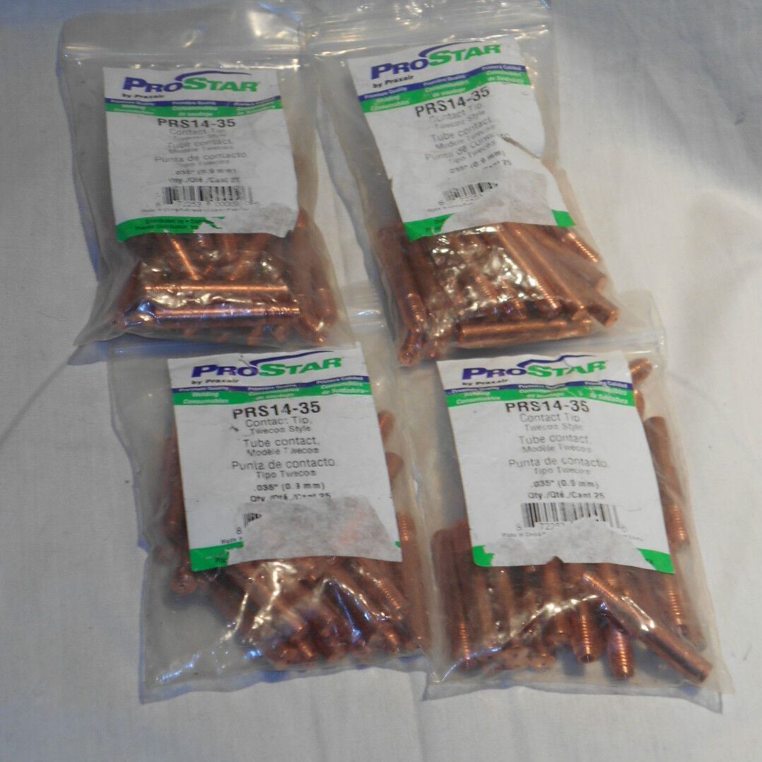 100 PCS NEW, PROSTAR /PRAXAIR PRS14-35 CONTACT TIP .035 (0.9MM),TYPE TWECO