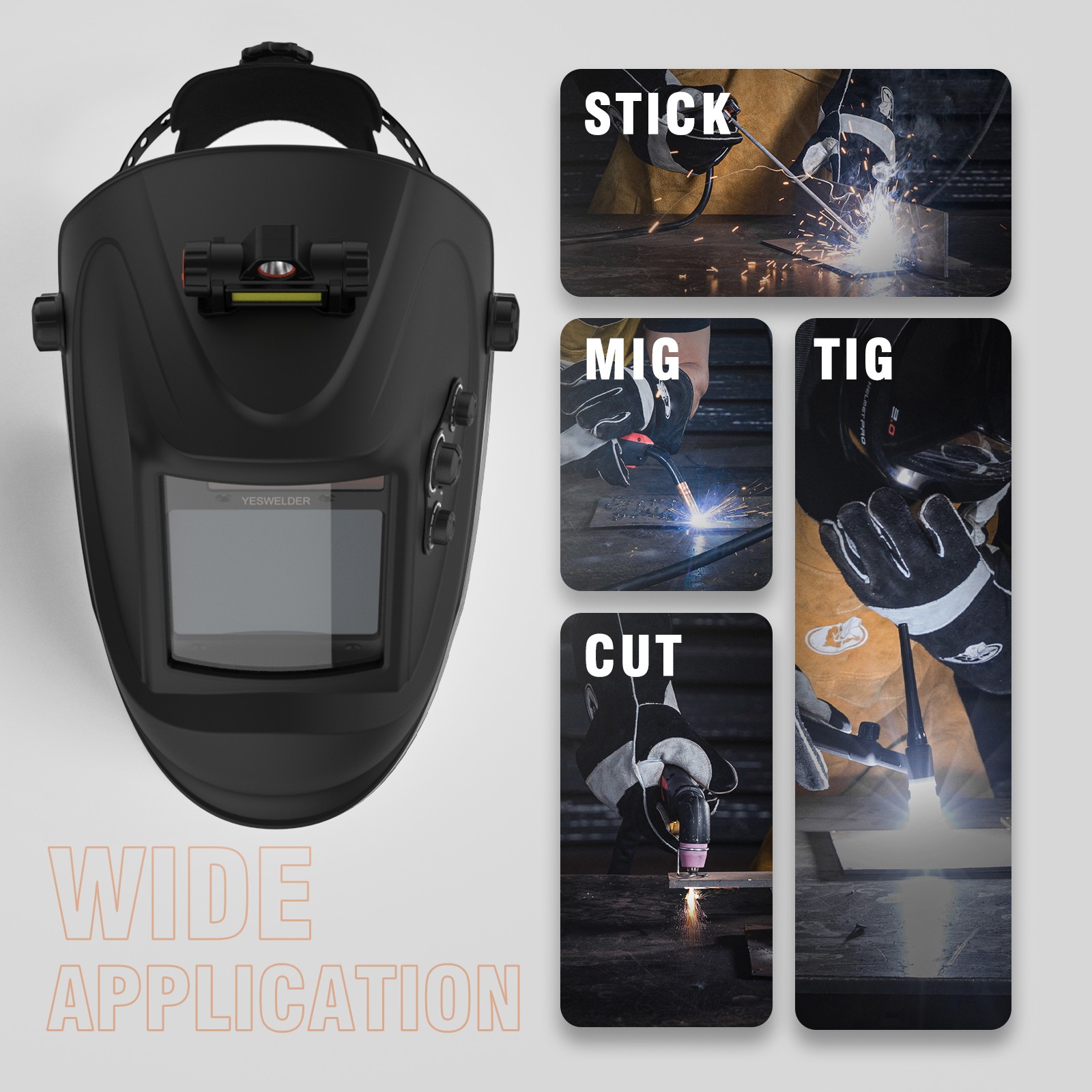 Auto Darkening Welding Helmet 1/1/1/1 4Sensor TIG MIG ARC Grind