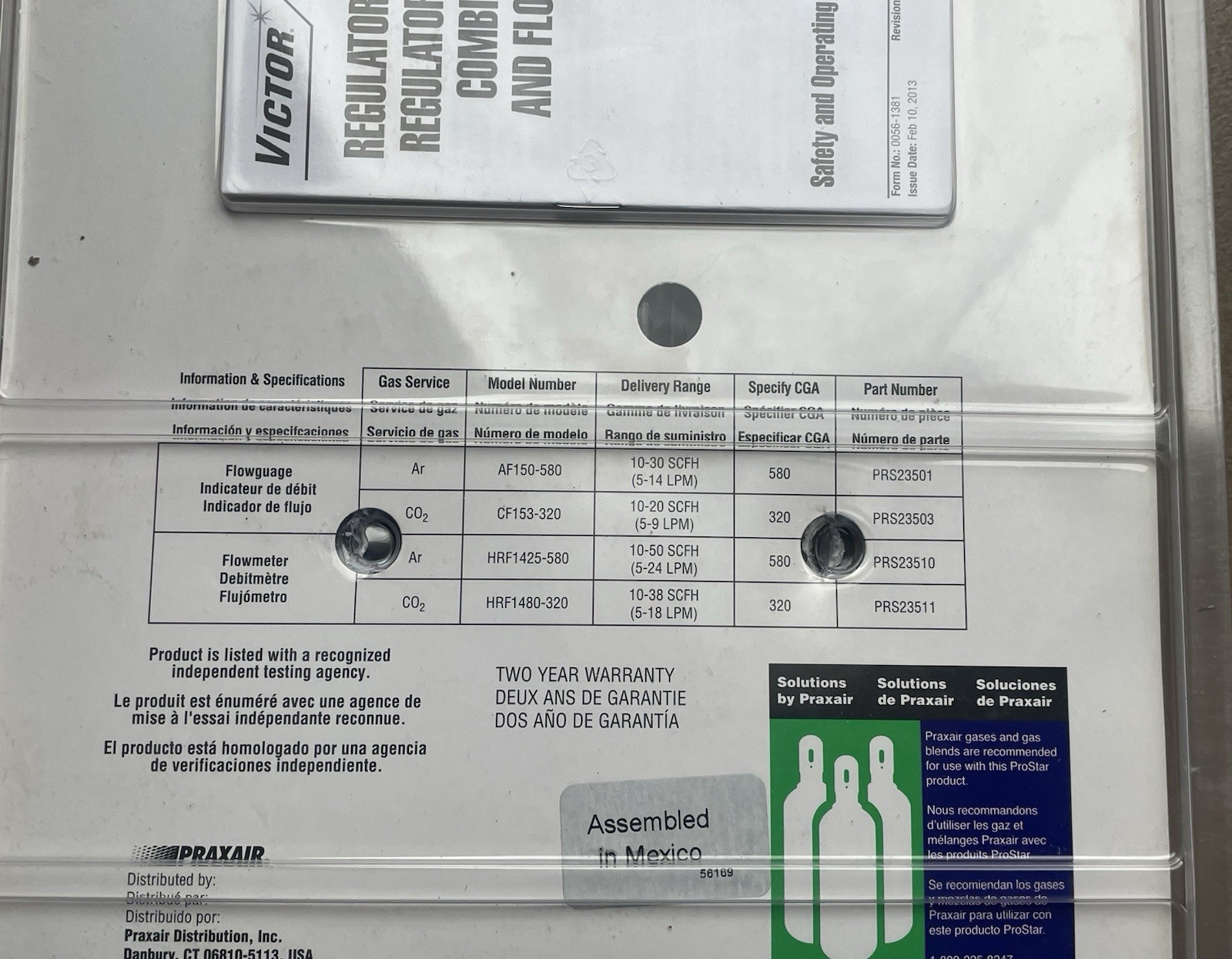 NEW Prostar Flow measurement equipment GMAW (MIG) & GTAW (TIG) 10’ Hose