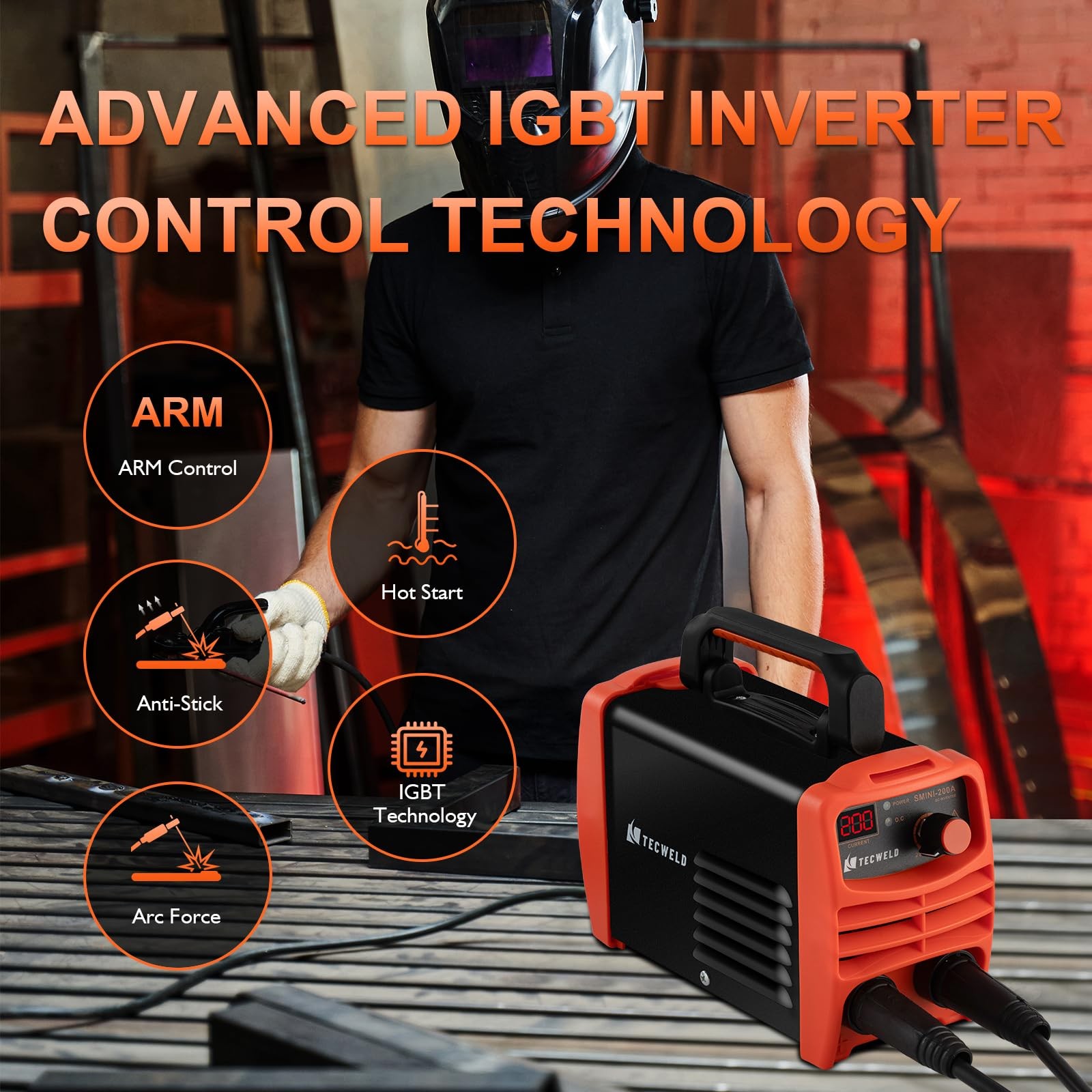 TECWELD 200A Stick Welder 110V, Mini Portable Inverter Welding Smini 200a