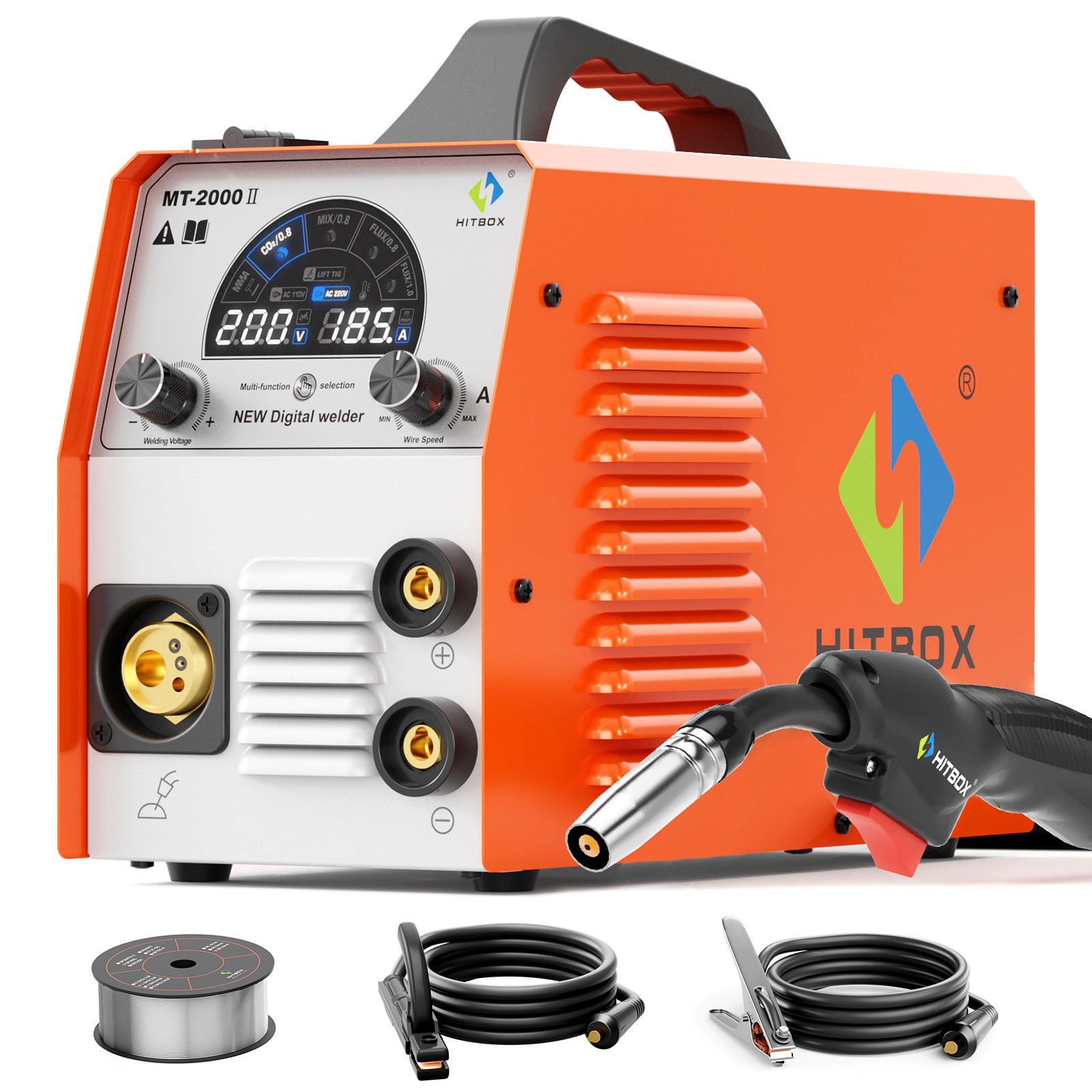 HITBOX 4-IN-1 200A 110V/220V MIG Gas/Gasless/MMA/TIG &TIG Torch Welder Set DIY