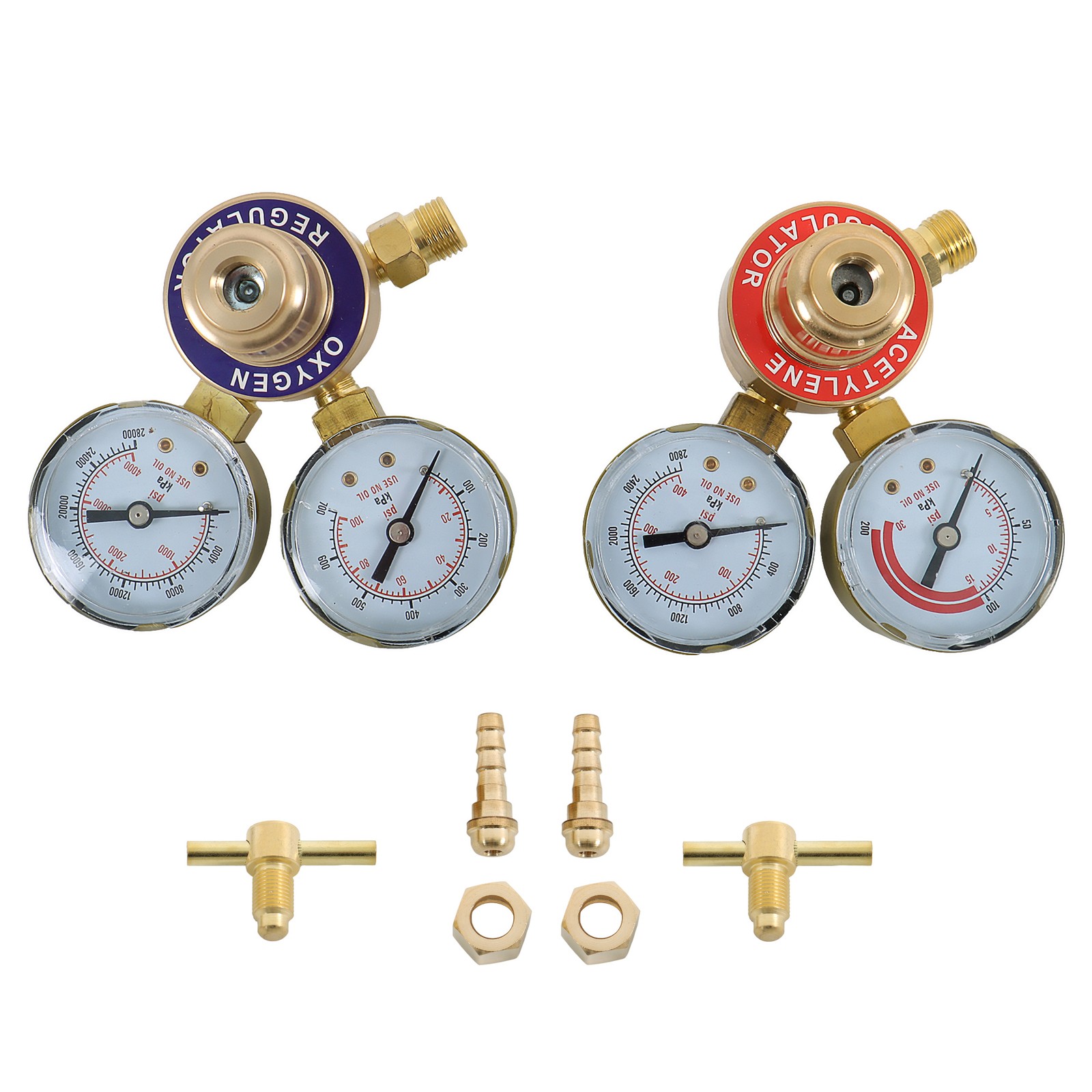 Oxygen Acetylene Gas Regulator Set Welding Cutting Torch Dual Gauge Solid Brass