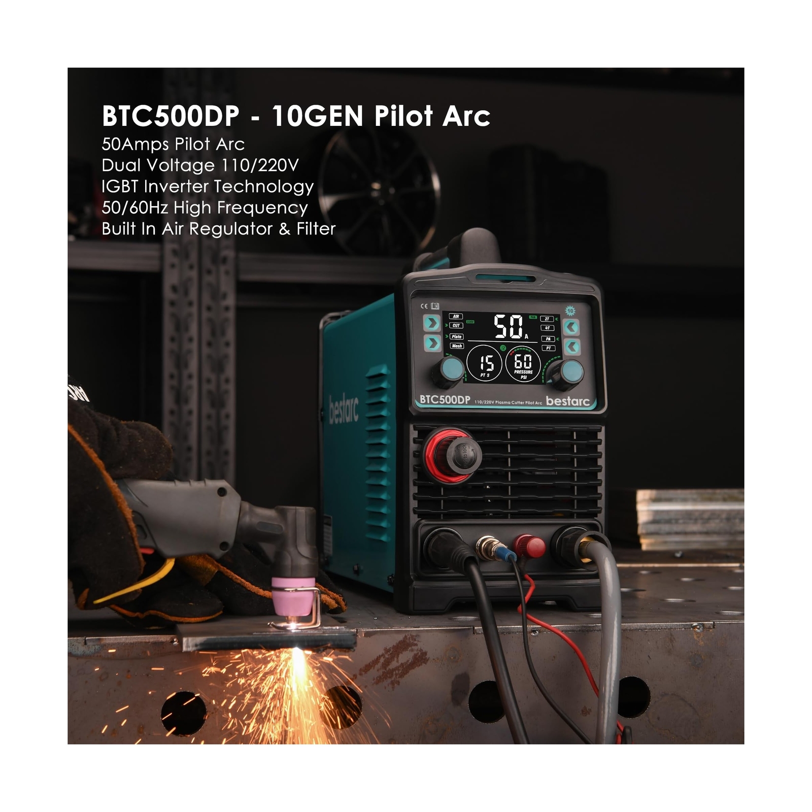 Plasma Cutter, Pilot Arc [Air Sensor Technology] 110/220V BTC500DP 10th Gener…