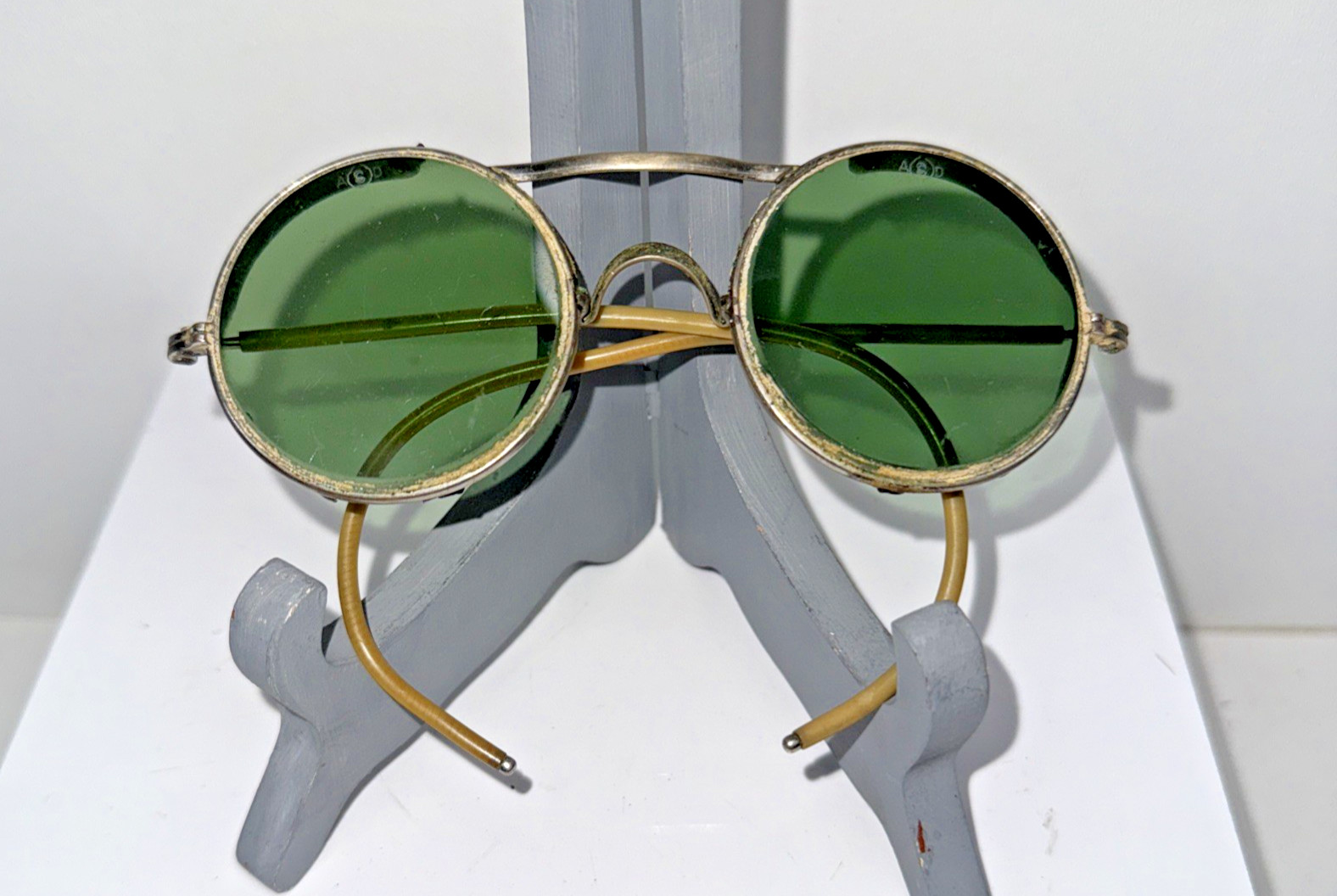 Vtg American Optical AO Co 72 Green Welding Safety Glasses Steampunk 1930’s