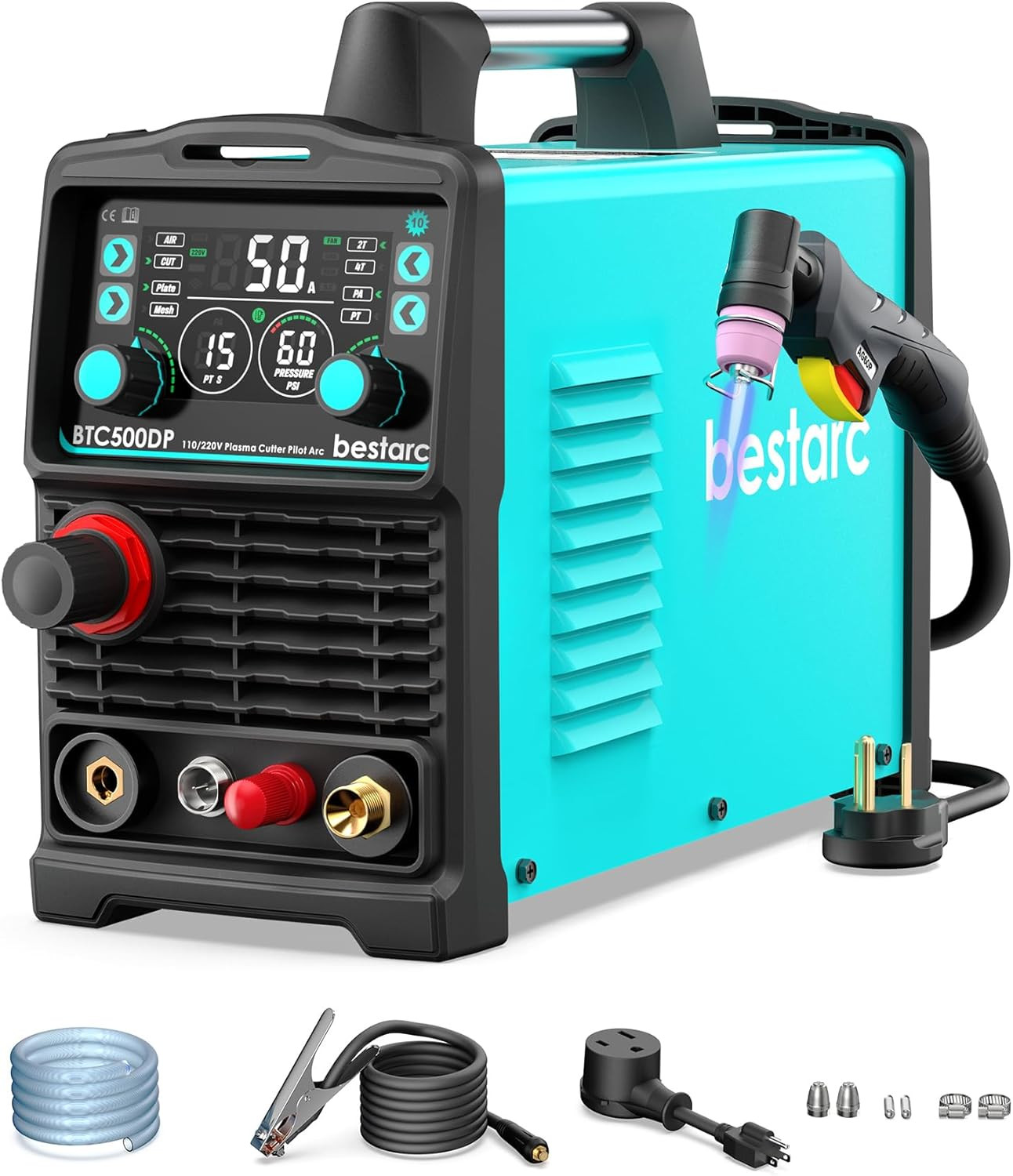 Plasma Cutter, Pilot Arc [Air Sensor Technology] 110/220V BTC500DP 10Th Generati