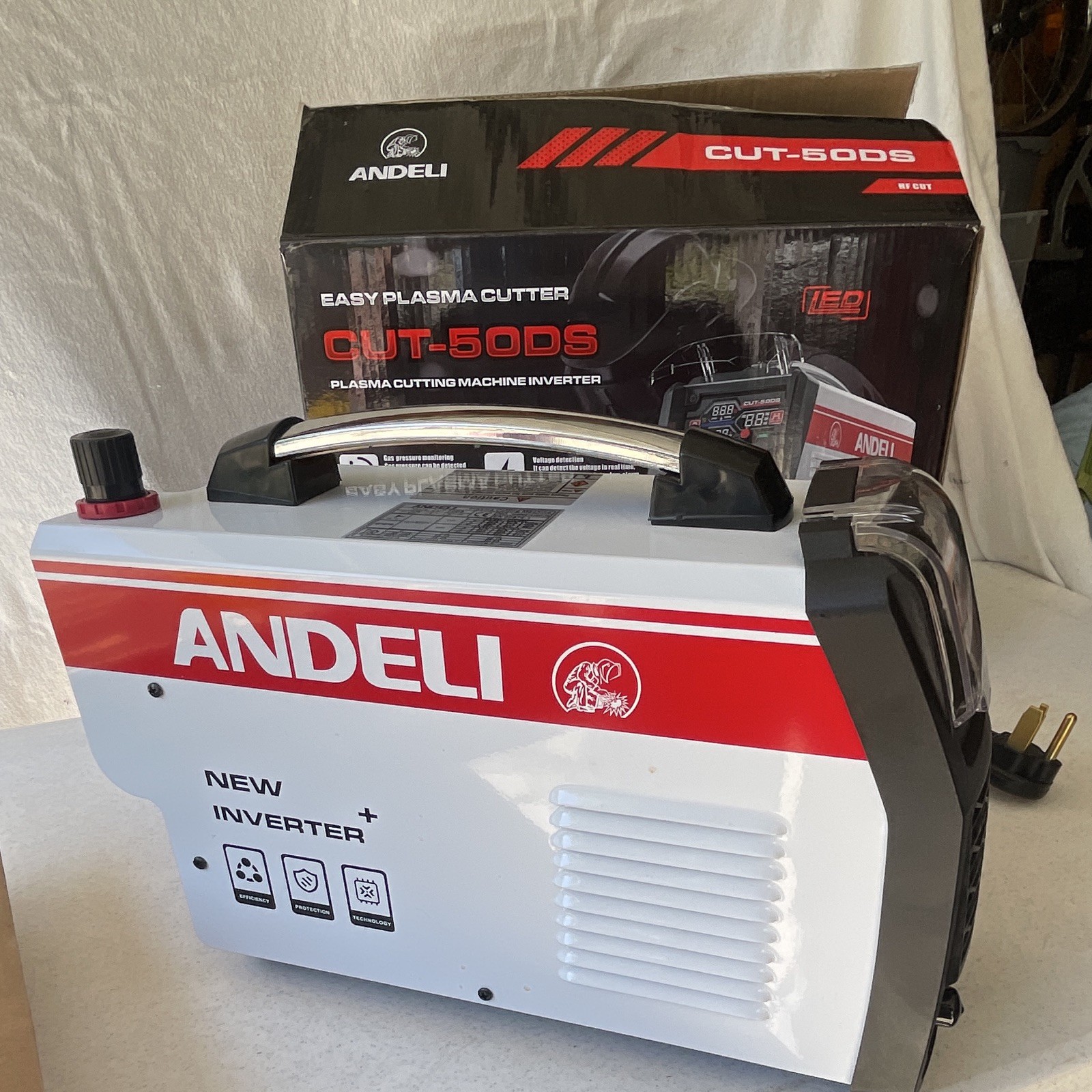 ANDELI CUT-50DS Inverter Plasma Cutter 55A w/ Torch, Clamp, Gas Hose, Box