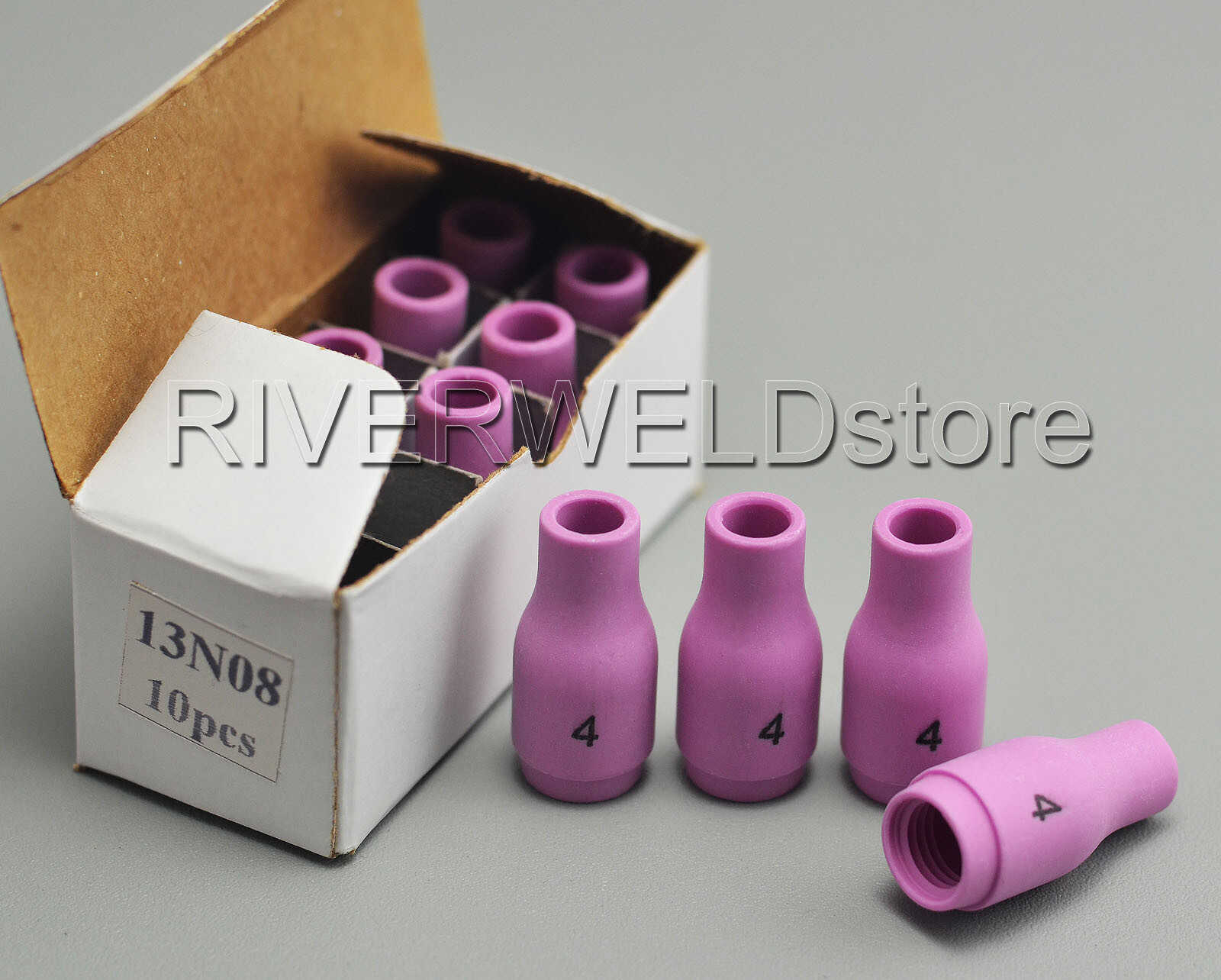 RIVERWELD TIG Nozzle Ceramic Cup 13N08 #4 1/4″ SR WP 9 20 25 Welding Torch 10pk