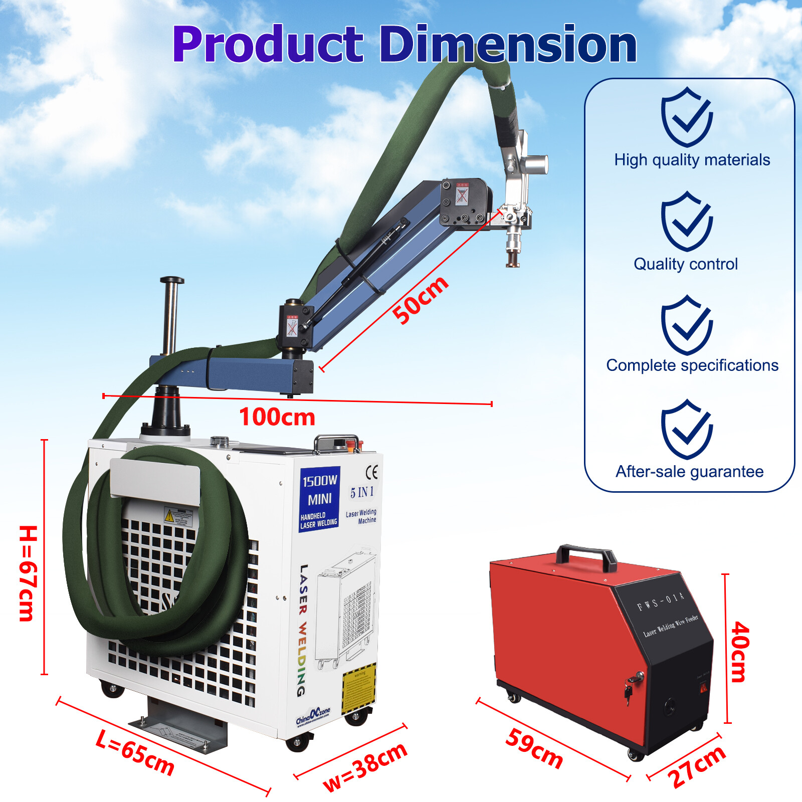 1500W BWT 5IN1 Battery Welder Fiber Laser Welding Cutting Cleaning Machine