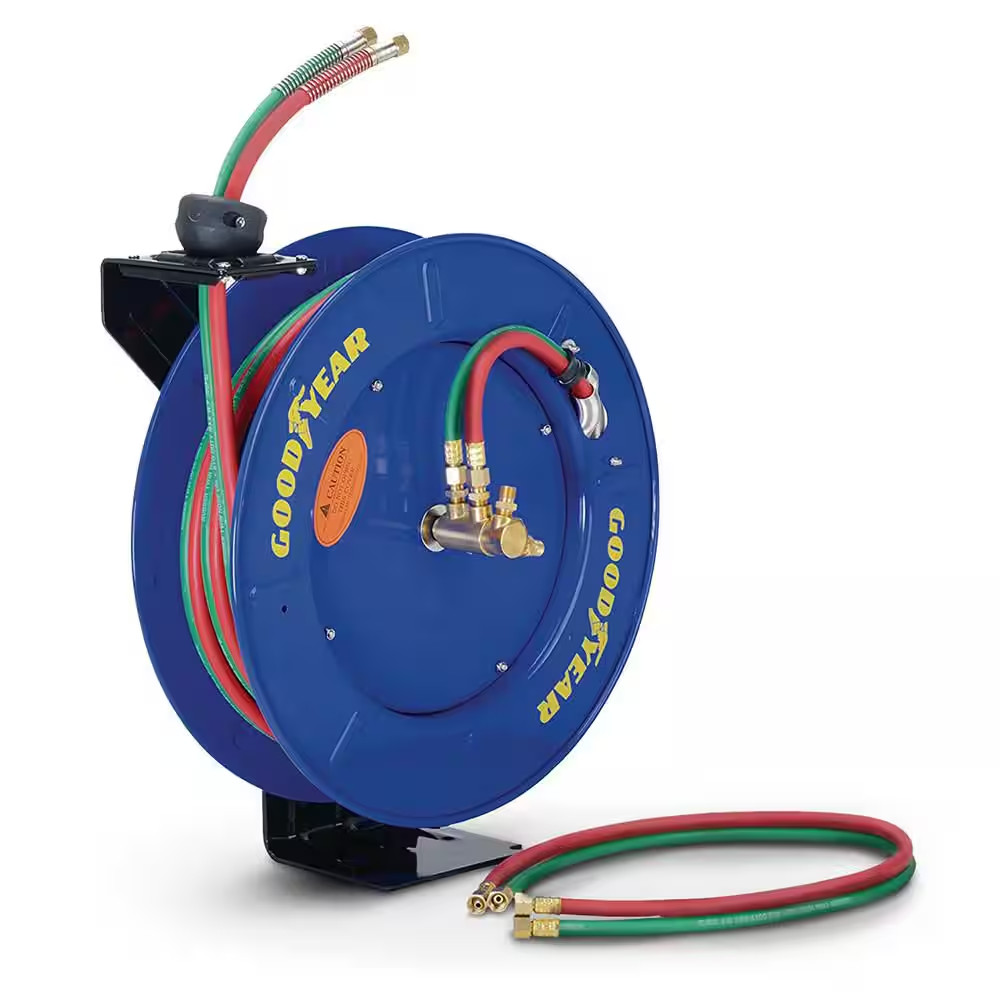 1/4 In. X 50 Ft. Steel Single Arm Oxygen Acetylene Welding Hose Reel