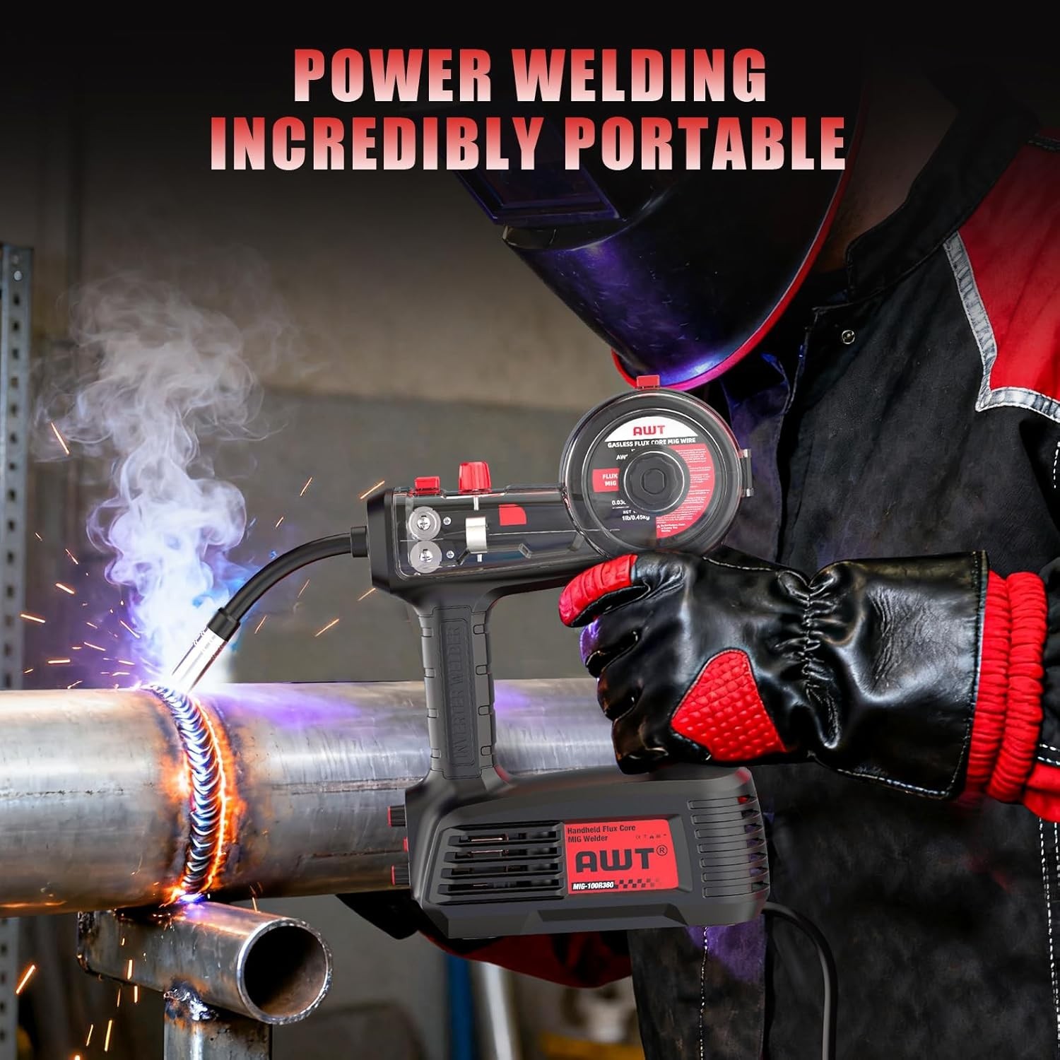 AWT 100A Portable Handheld MIG Welder 110V Gasless Flux Core MIG Welder Machine
