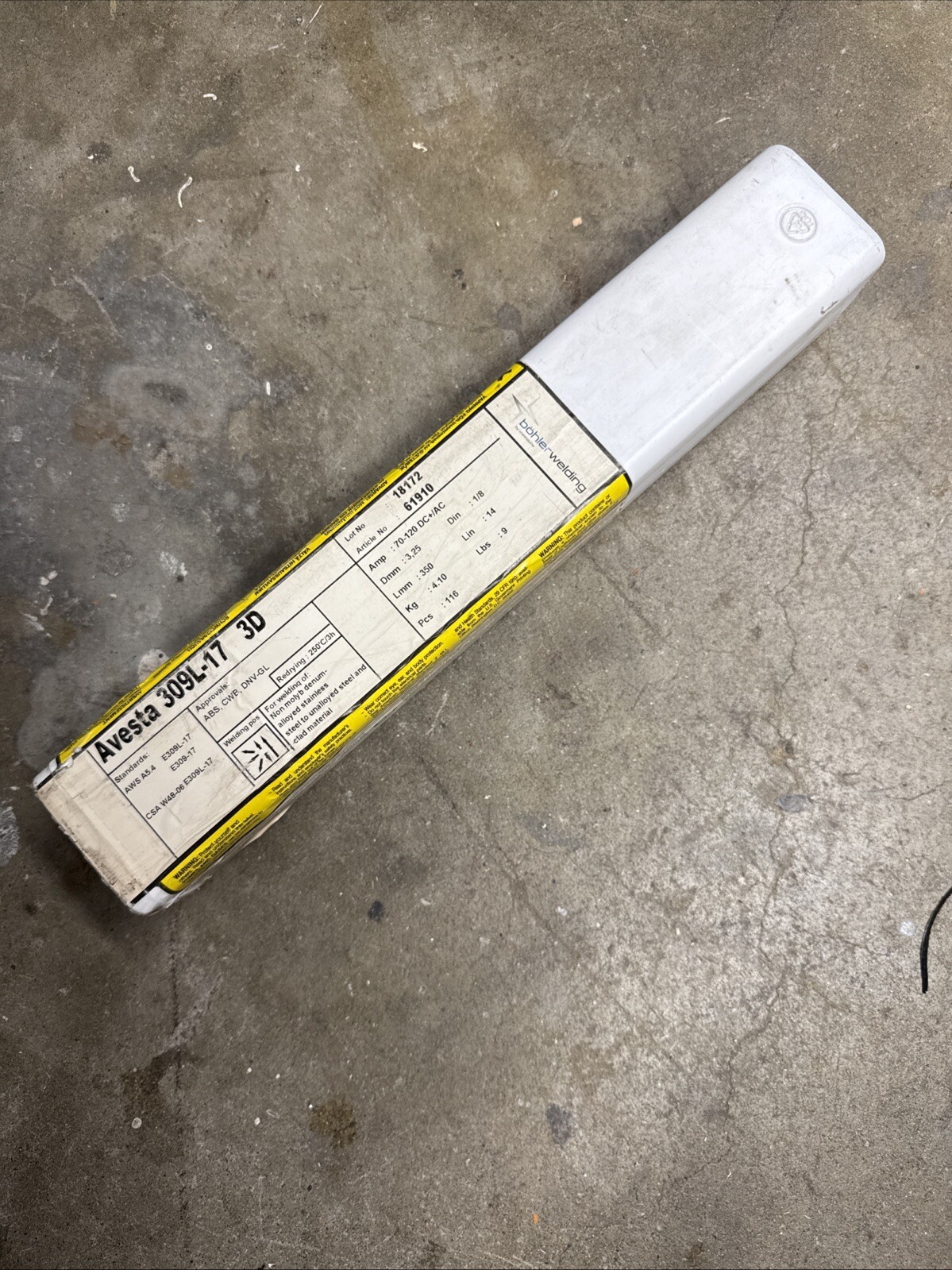 Avesta Welding 309L-17 Electrode, 1/8” X 9 Lb Stainless Steel Welding Rods