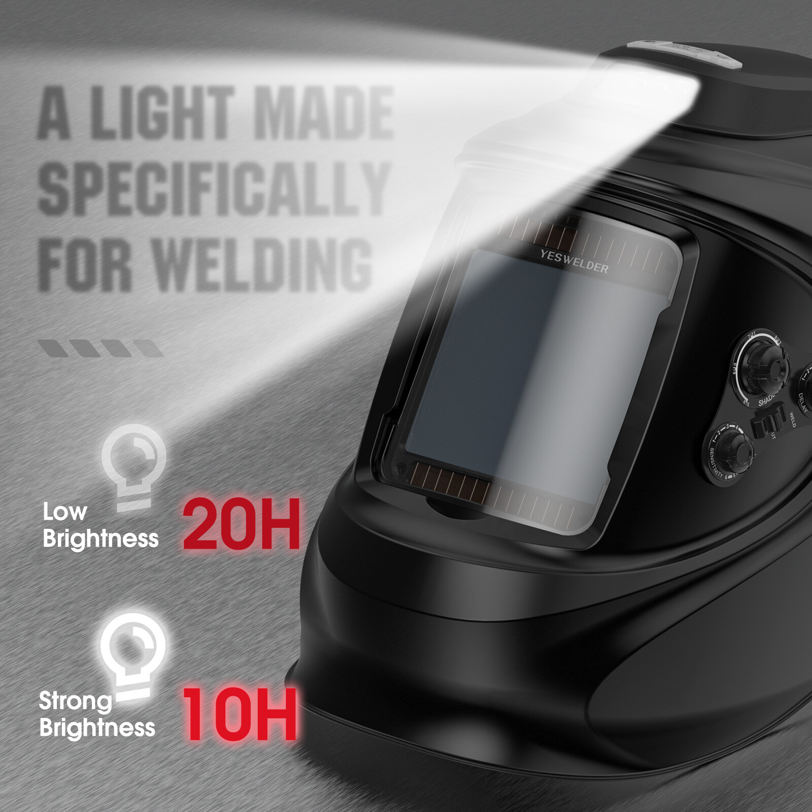 YESWELDER LYG-30800H-W Auto-Darkening Welding Helmet w/Fan & Light, 4/5-13 Shade