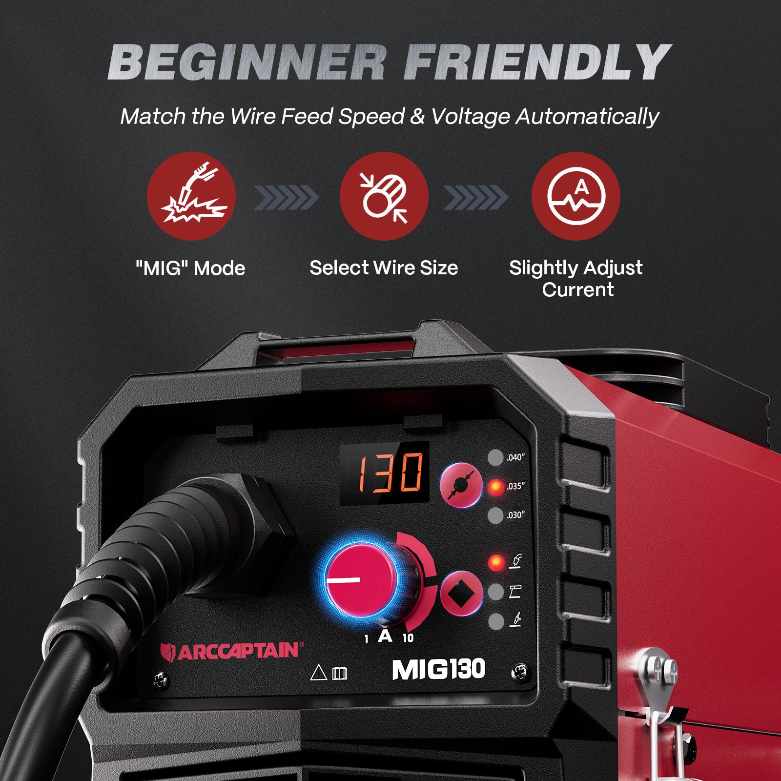 ARCCAPTAIN 3 in 1 MIG Welder 130A Flux Core MIG Welder/Lift TIG/Stick 110V 2026