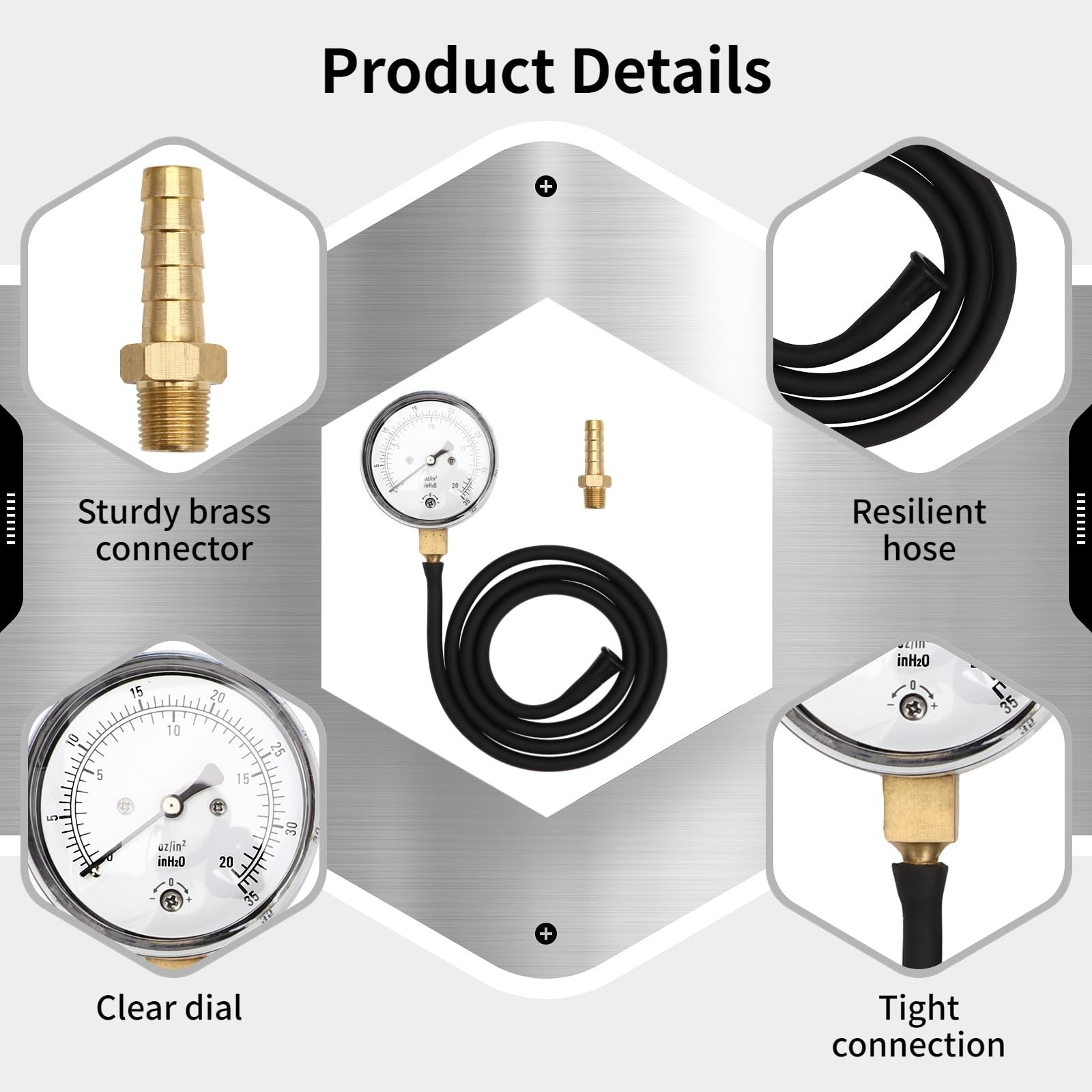 Homaisson Pressure Gauge Kit for Natural Gas or LP Gas, Manifold Gas Pressure…