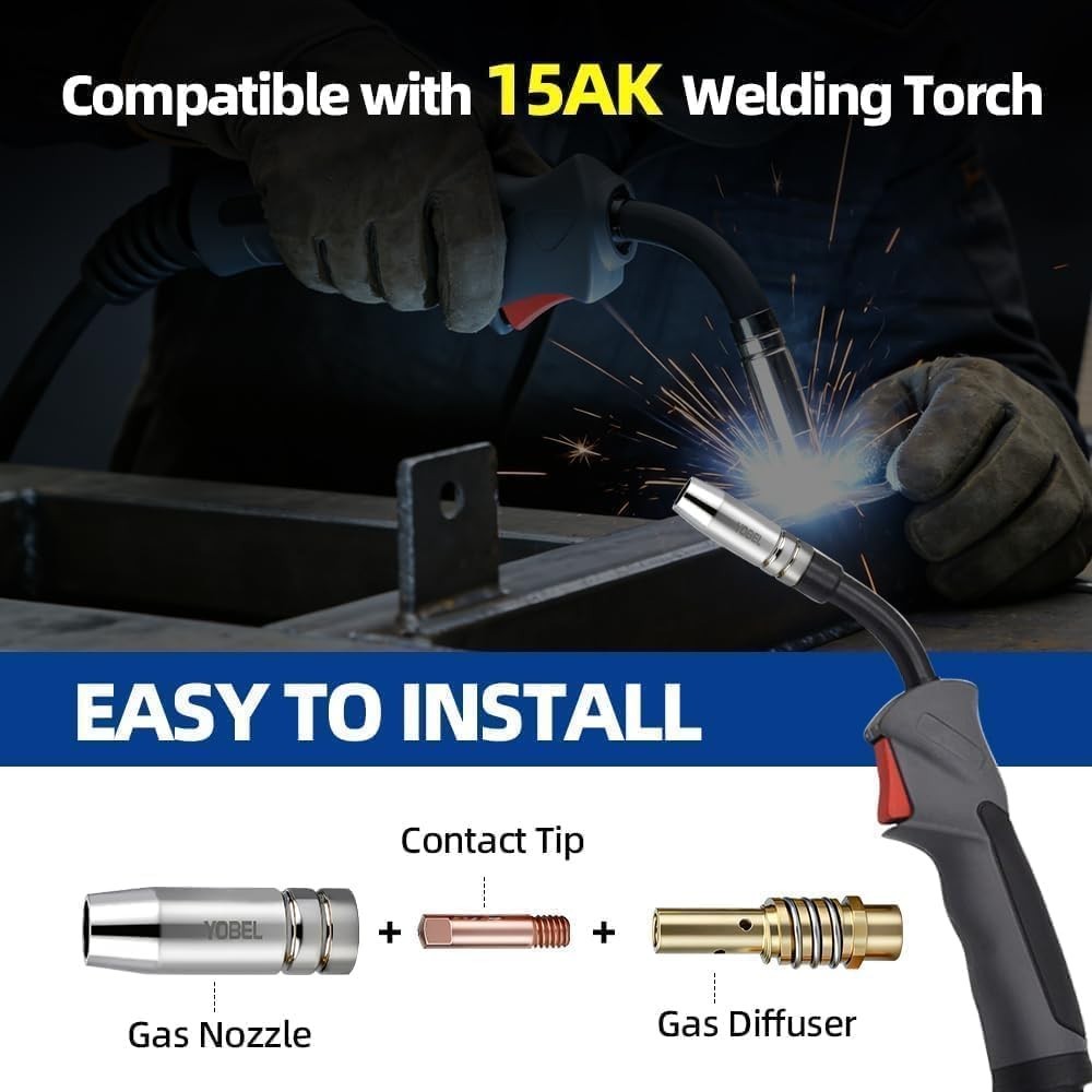 37PCS MIG Welding Consumables Kit – Tips & Nozzles for 15AK Torch, MB15 Compatib