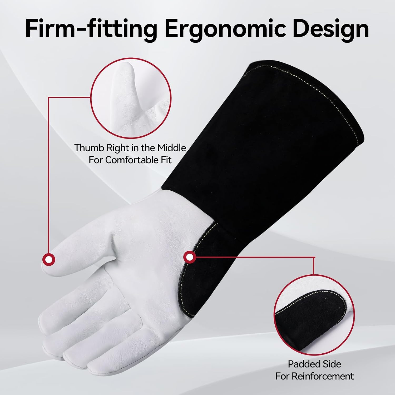 Soft Goat Grain TIG Welding Gloves with High Dexterity, 4-Inch Extended Cuff, Co