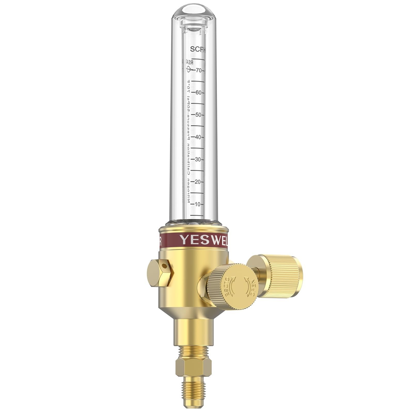 Nitrogen Flow Meter 1/4″ SAE Flare Inlet 0-70 SCFH 50 PSI Indicator for Brazing