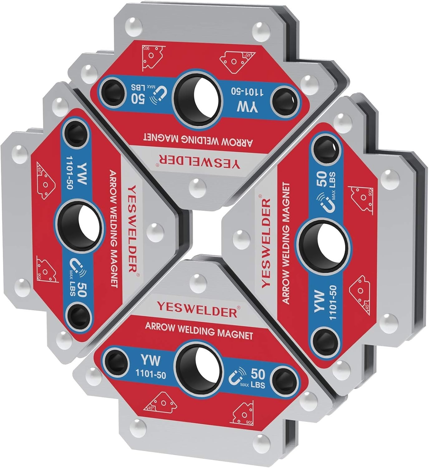 Multicolor 50 LB Welding Magnets – 4 Pack for High Power and Precision Alignment