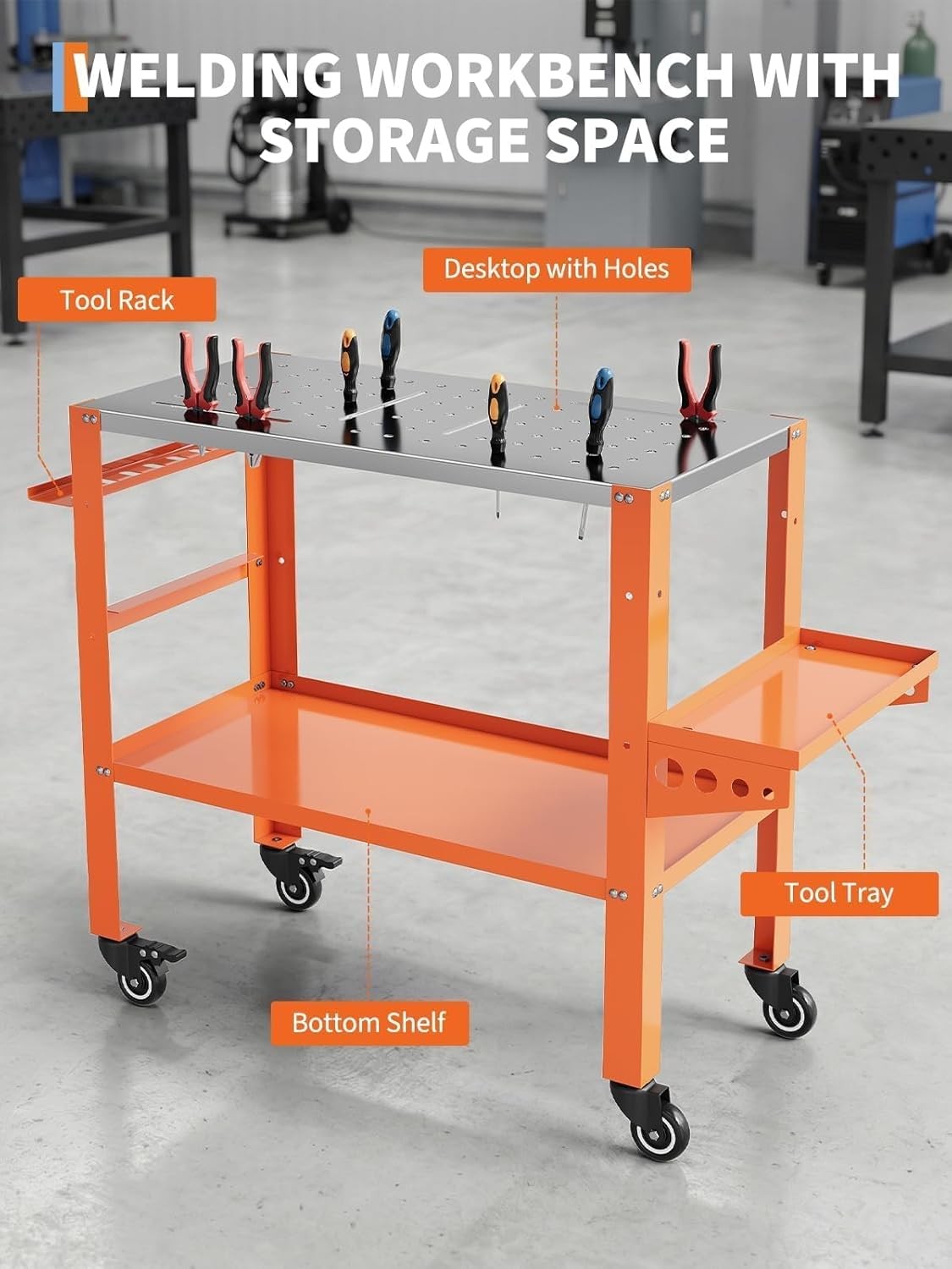 36″x18″ Heavy Duty Welding Table Welding Workbench Table Cart 1200 lbs Capacity