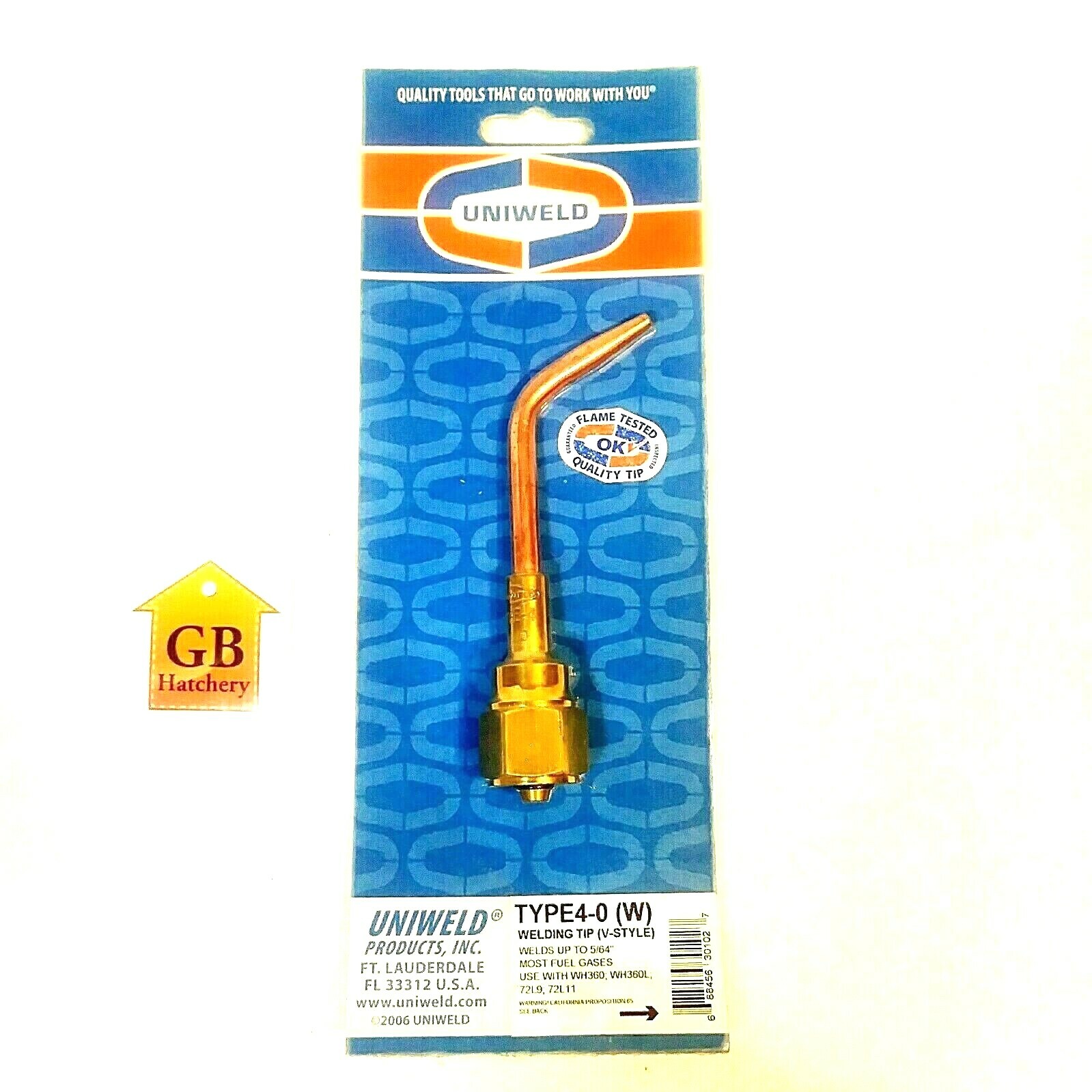 Uniweld Type-4-0 (W) V-Style Brazing Welding Tip NEW #0 Welds up to 5/64″