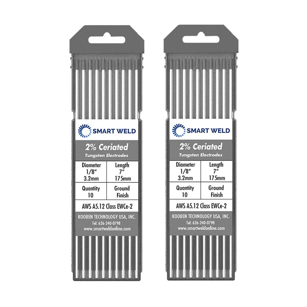 Grey TIG Welding Tungsten Electrode 1/8″ (20 pack, WC20, 2% Ceriated)