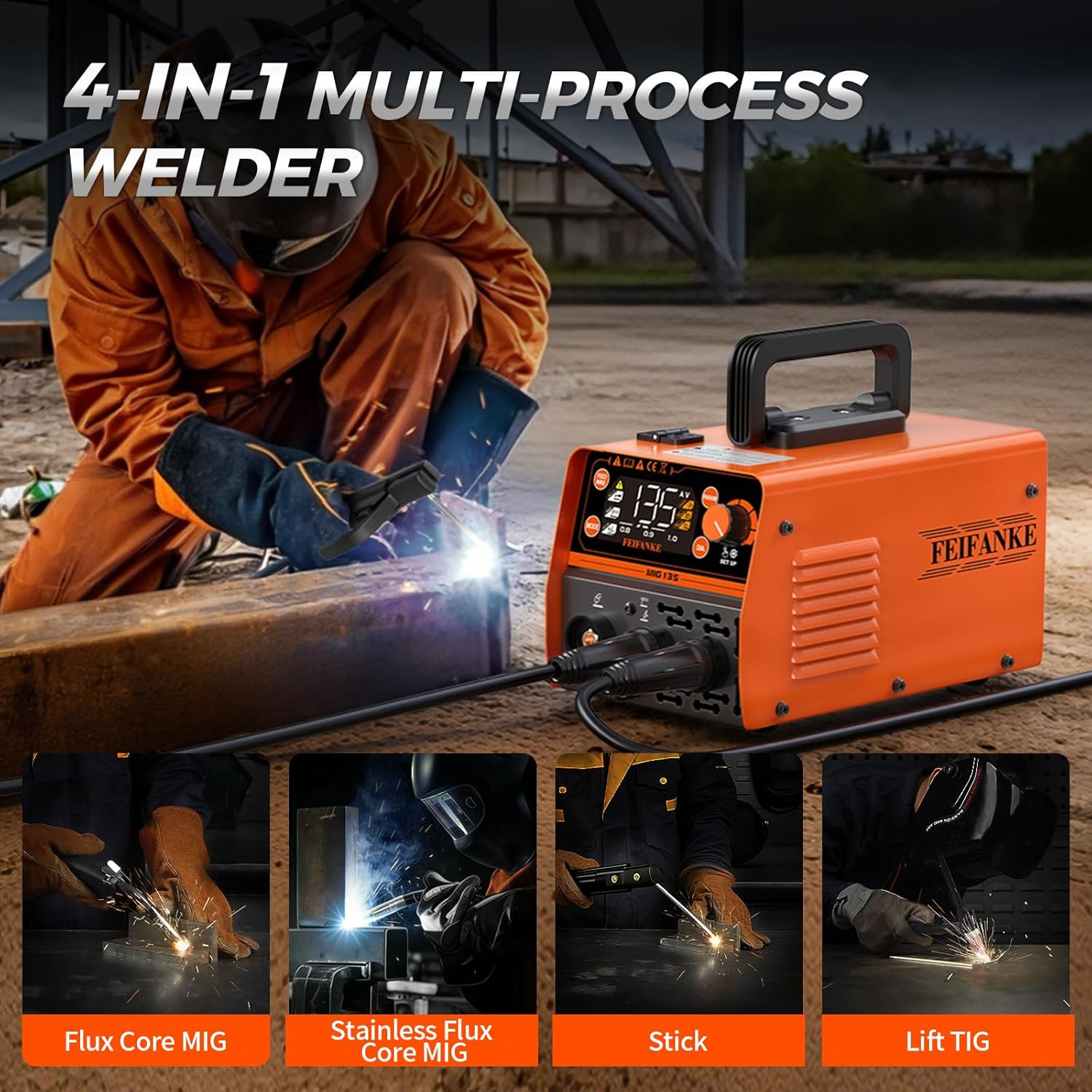 135A MIG Welder, 110V Flux Core Mig/Stick/Mma/Lift TIG 3 in 1 | Clear Digital Di