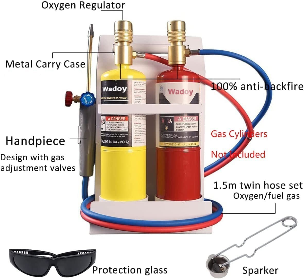 Oxygen MAPP Torch Kit Portable Cylinder Metal Stand for Soldering Brazing Sparke
