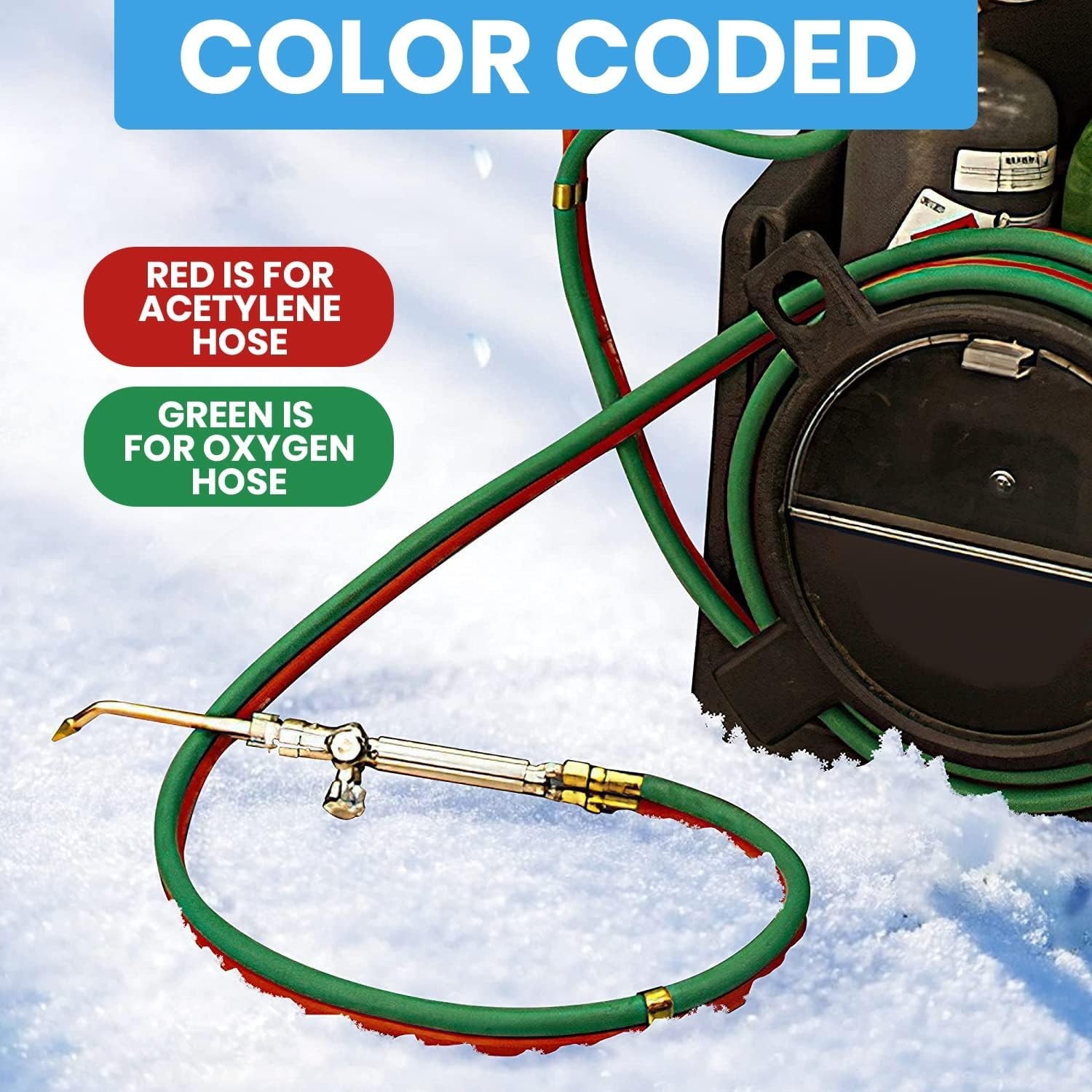 High-Performance 1/4″ Twin Welding Hose 50 FT, 300 PSI Red & Green Safety Hoses
