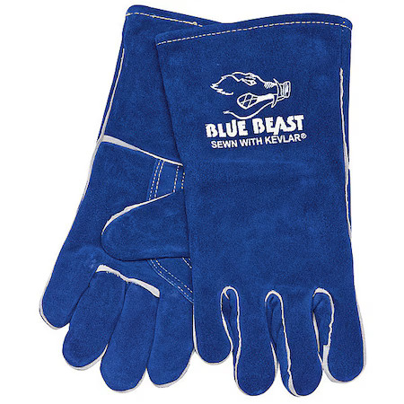 Mcr Safety 4600 Blue Beast Welding Gloves, Gauntlet Cuff, Wing Thumb, Premium