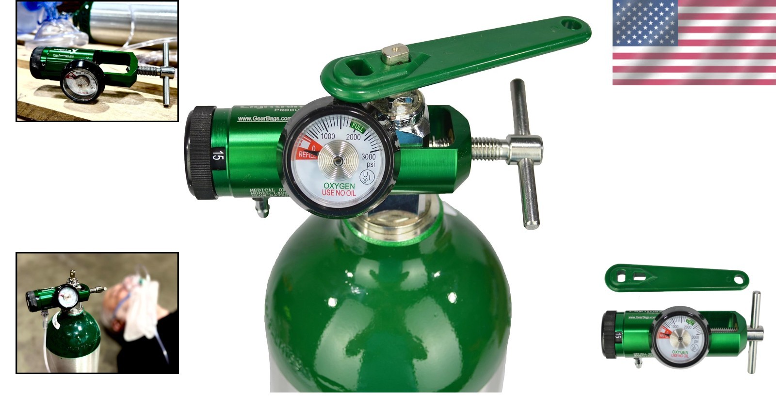O2 Mini Oxygen Regulator CGA-870 Gauge Flow Rate 0-15lpm with Wrench