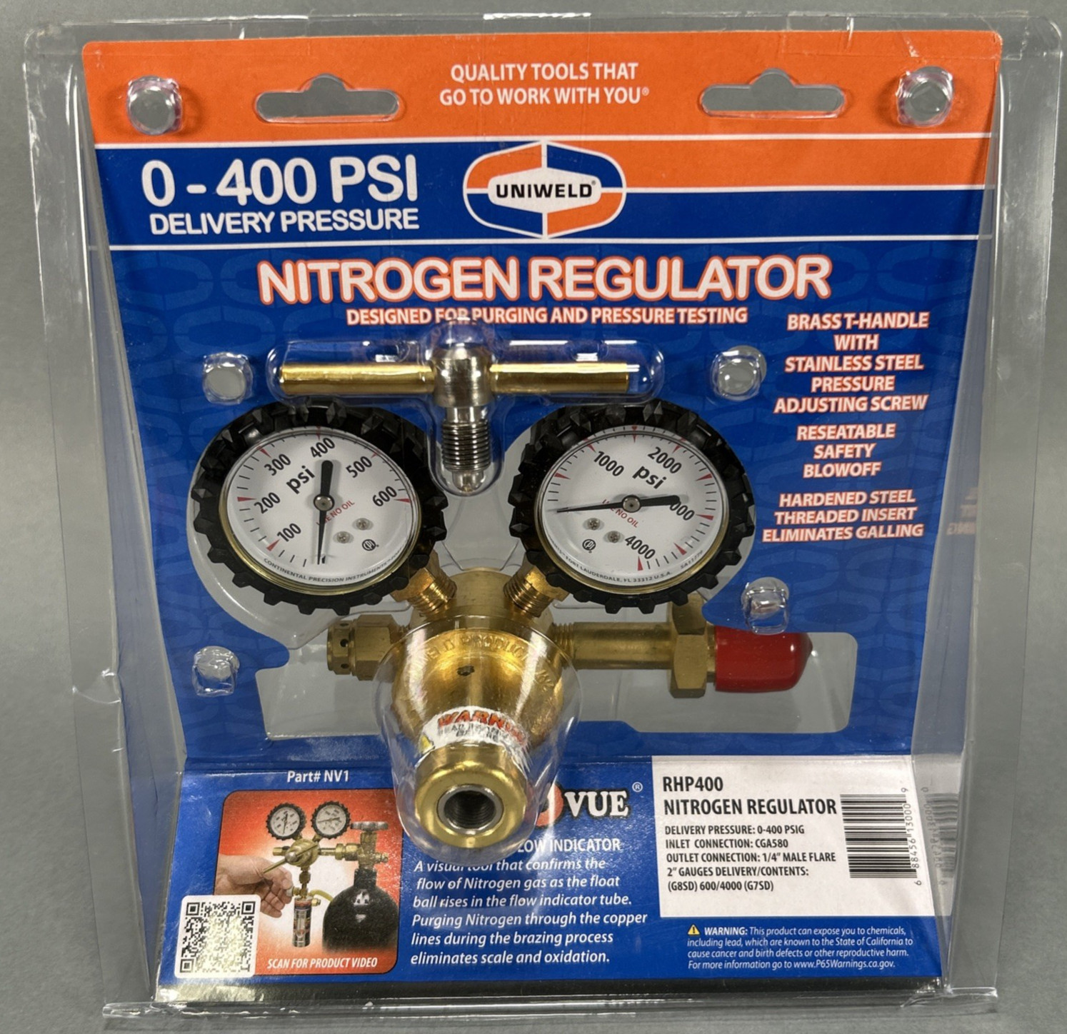 Uniweld RHP400 Nitrogen Regulator With 0-400 PSI Delivery Pressure