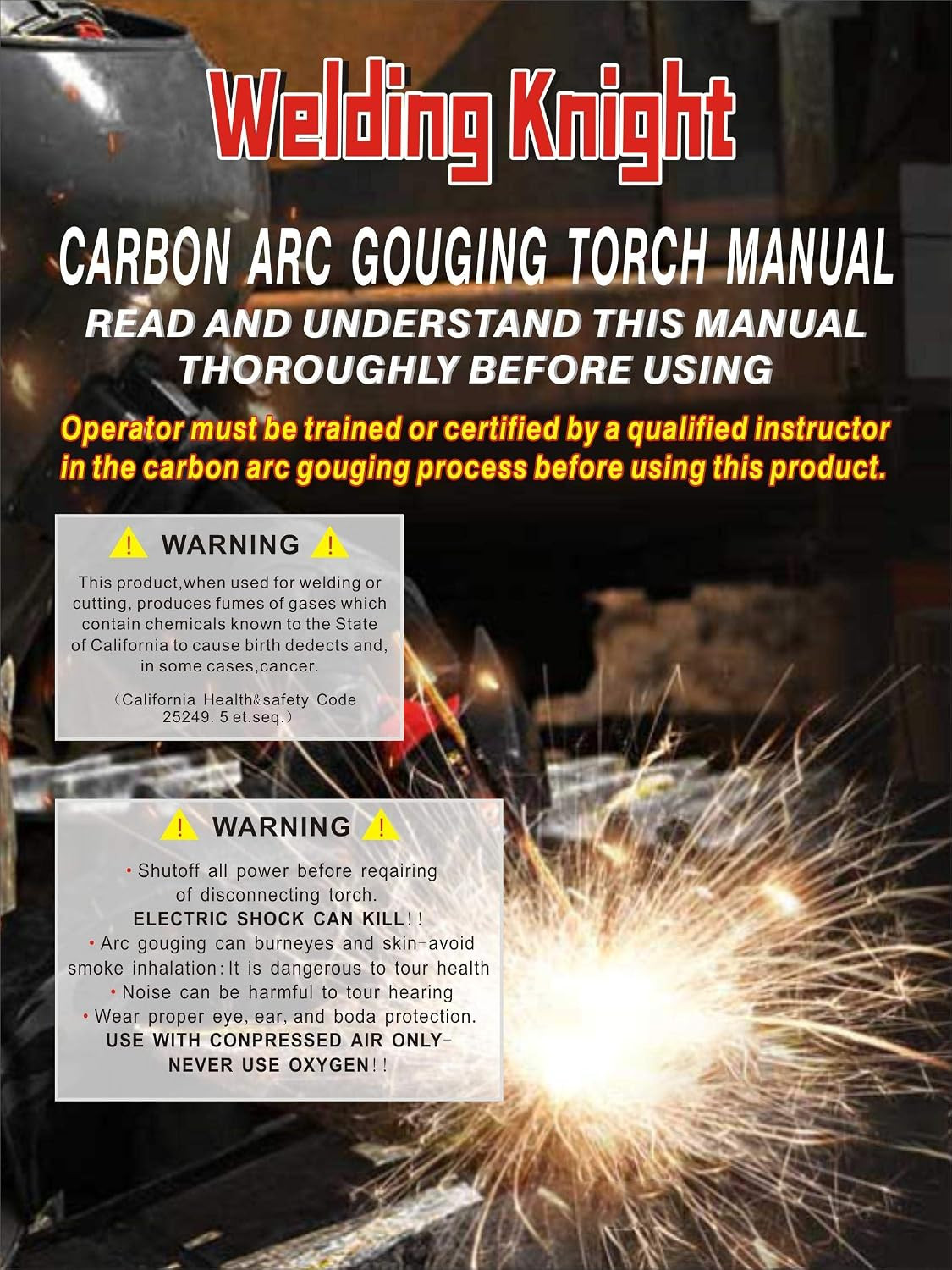 Extra Heavy Duty 1250 Amp K5 Carbon Arc Gouging Torch | with 7Ft Cable