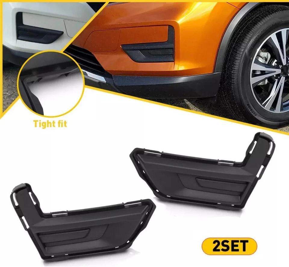 1 Pair Front Bumper Fog Light Cover for Nissan Rogue 2017-2020 Replaces 622576FL