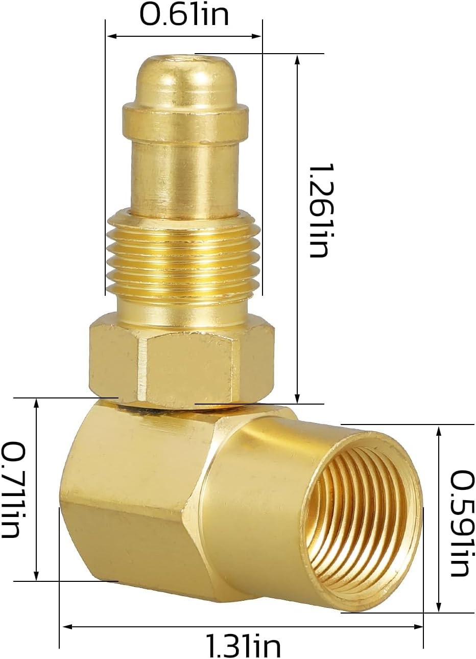 AW-407 CGA 032 Nut/NIP-032 Body 90′ Argon Welder Connector for Everlast for TIG