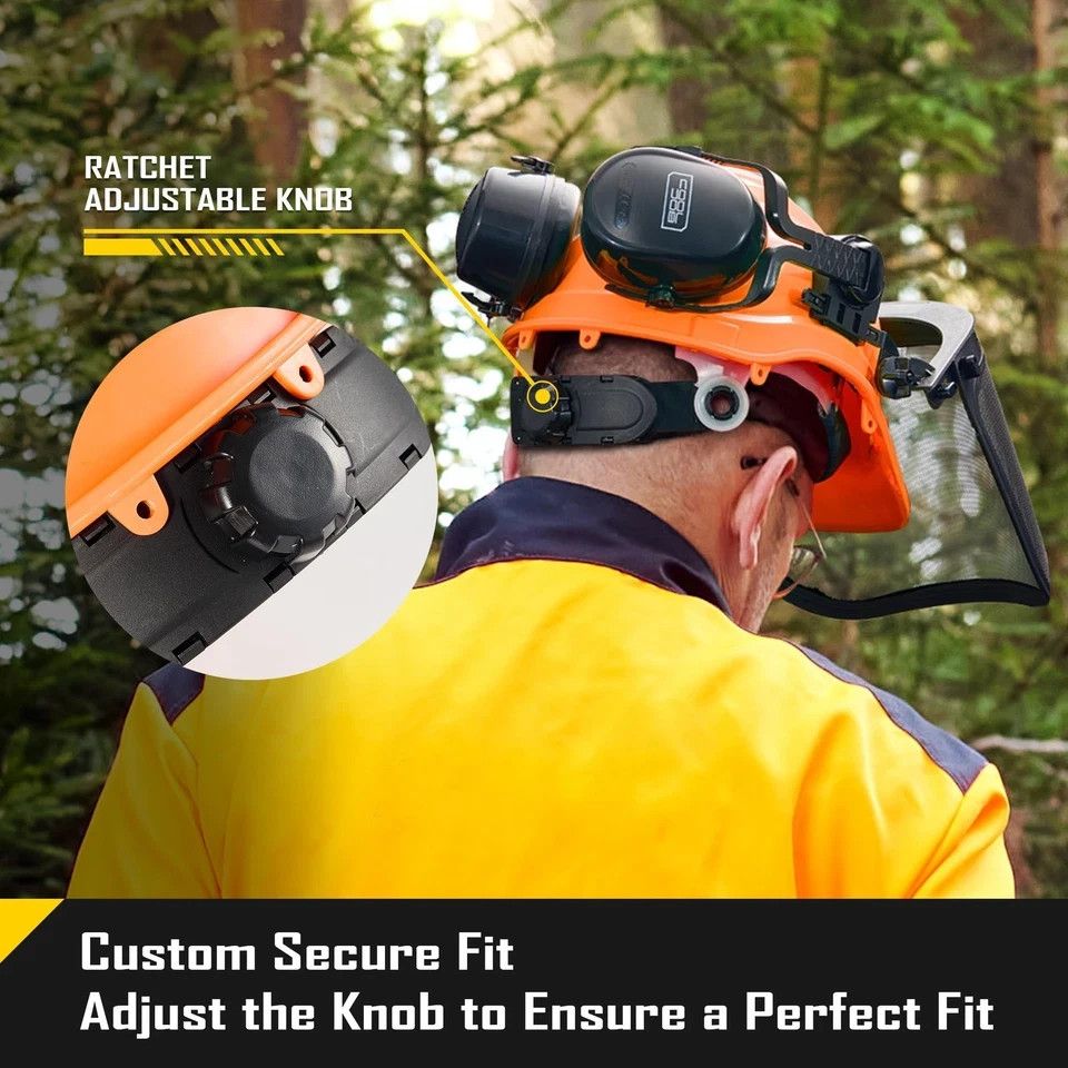 Chainsaw Helmet with Safety Face Shield and Ear Muffs, Helmet for Chainsaw Use,