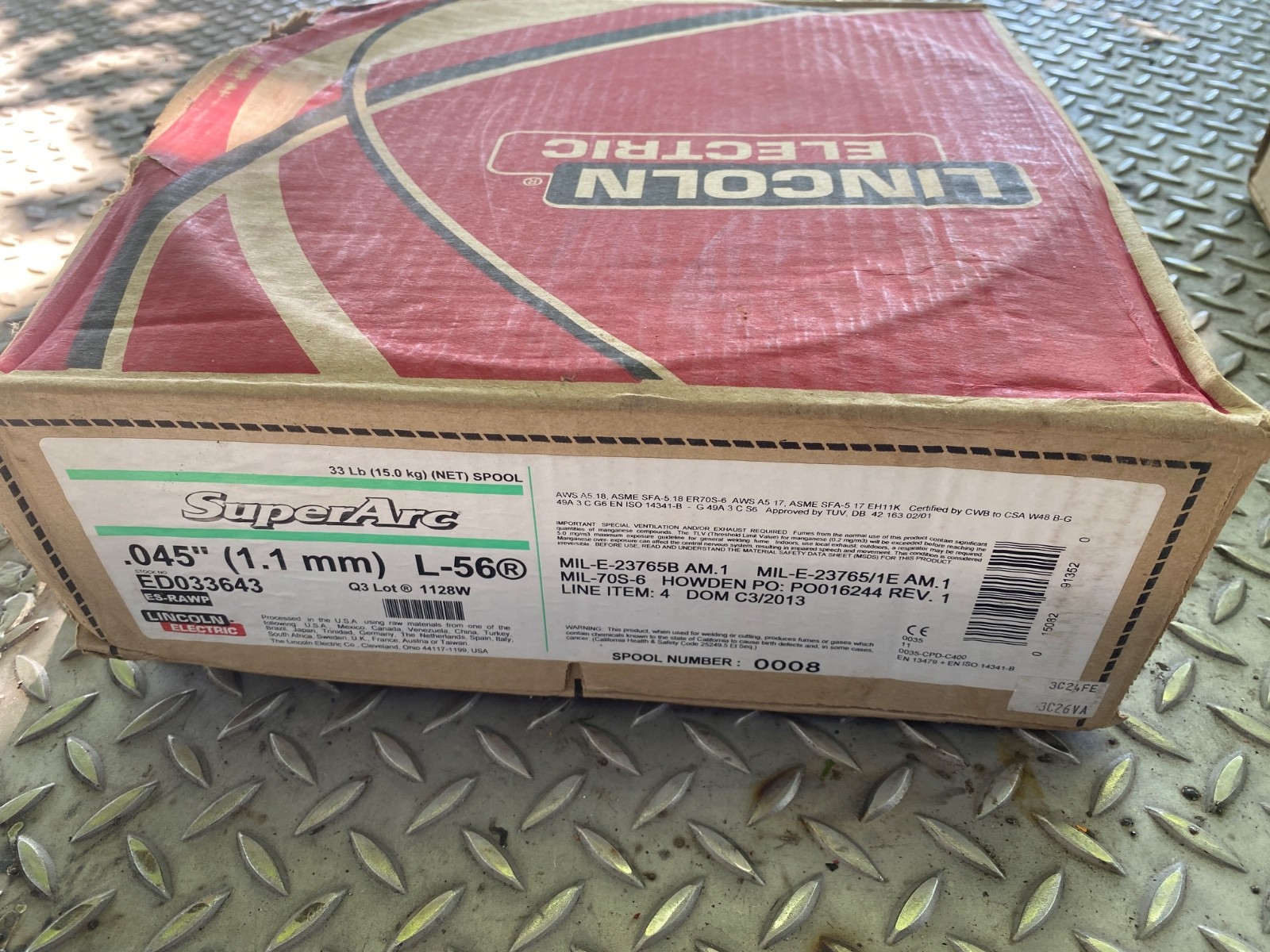 L-56 SUPERARC .045″ Welding Wire, 12″ Spool (Lincoln Electric) 33lbs.