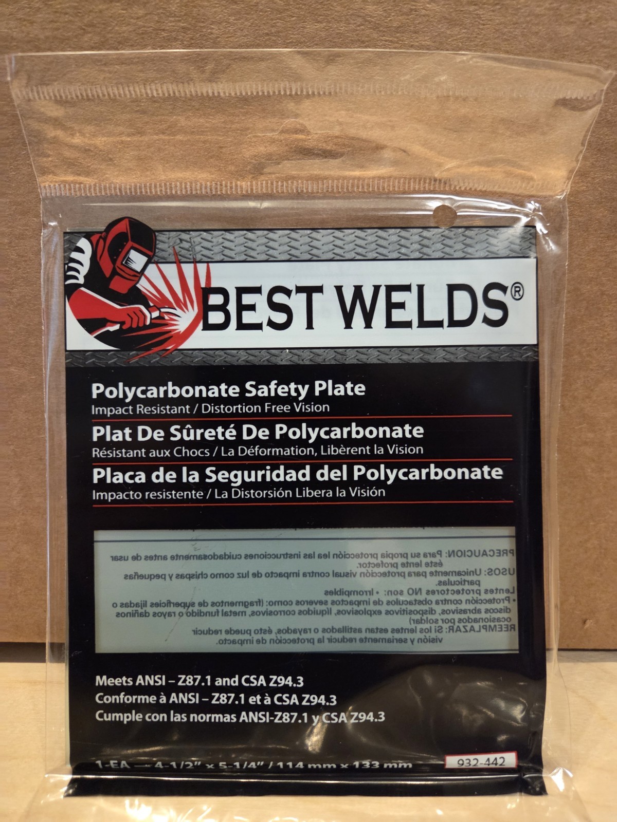Best Welds 4-1/2 X 5-1/4 POLY CARBONATE SAFETY PLATE 932442 – 10 PK