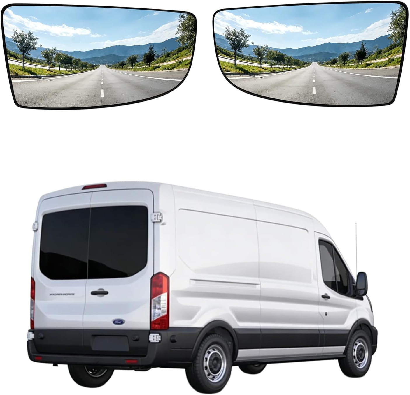 Lower Left and Right Side Mirror Glass Replacement for Ford Transit 150 250 350