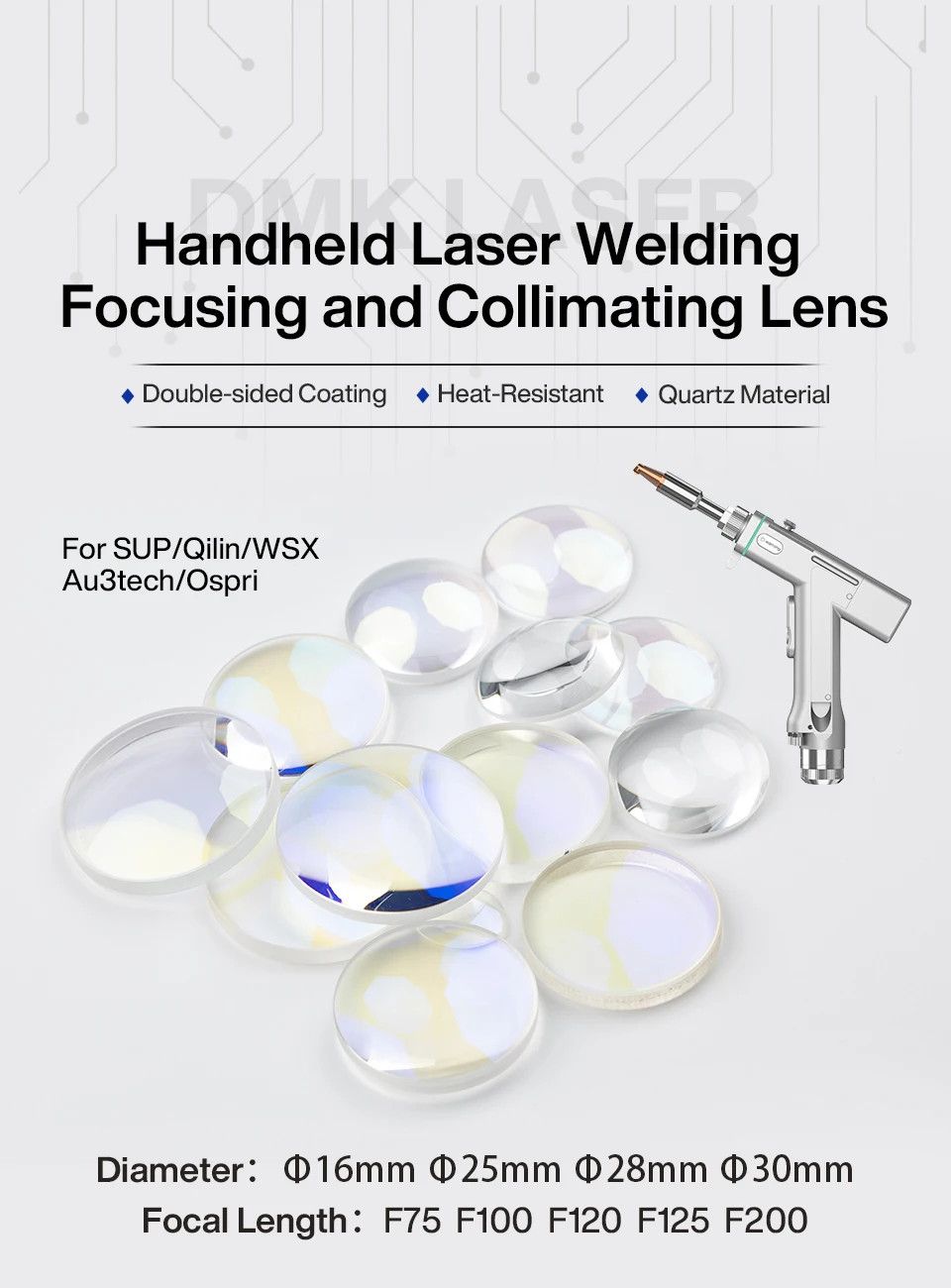 WSX Original Laser Collimating Focusing Lens D20F150 For Laser Weld Gun Head
