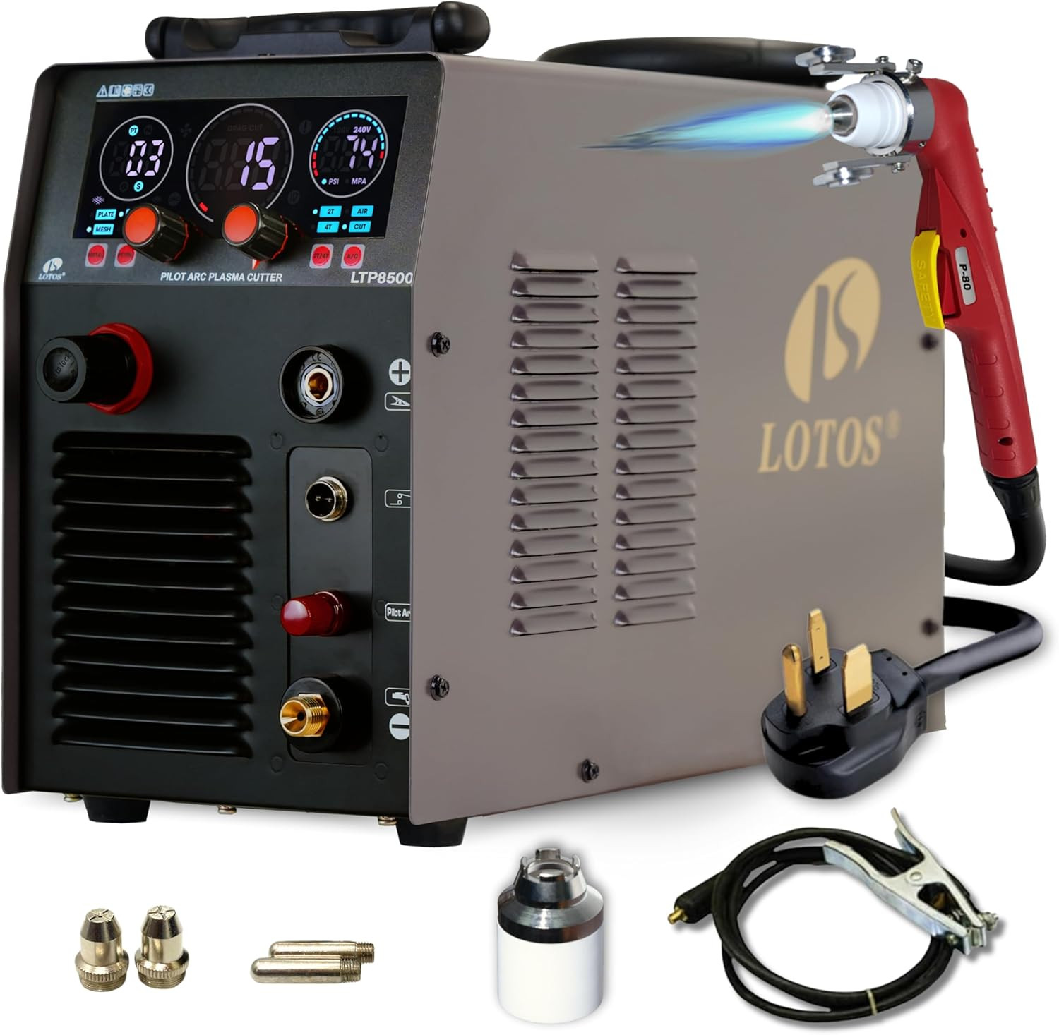 LTP8500 | 85A HF Pilot Arc Plasma Cutter, Drag-Cut Enabled, 1″ Clean (1.5″ Sever